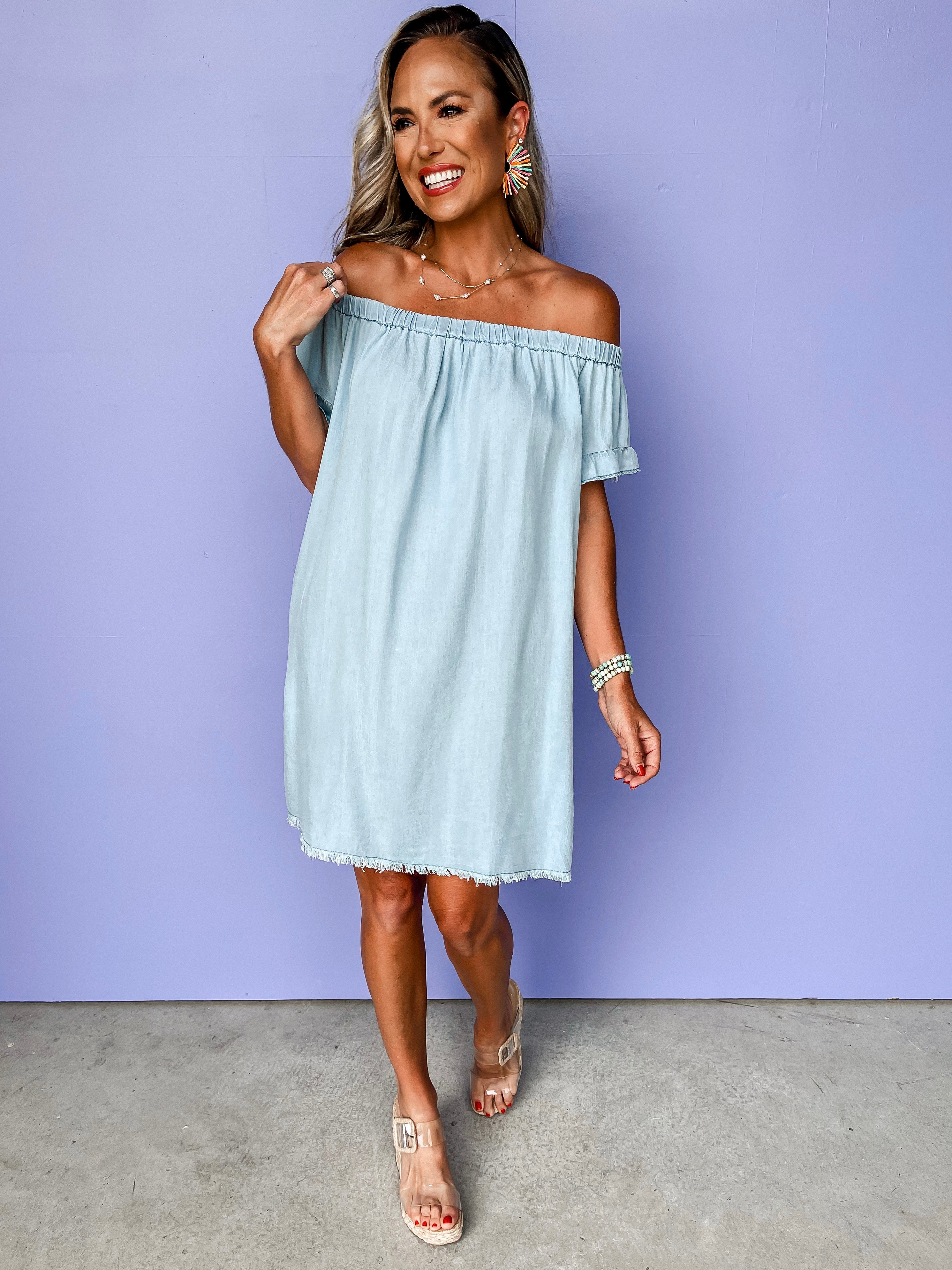 Thoughtful Words Off The Shoulder Dress