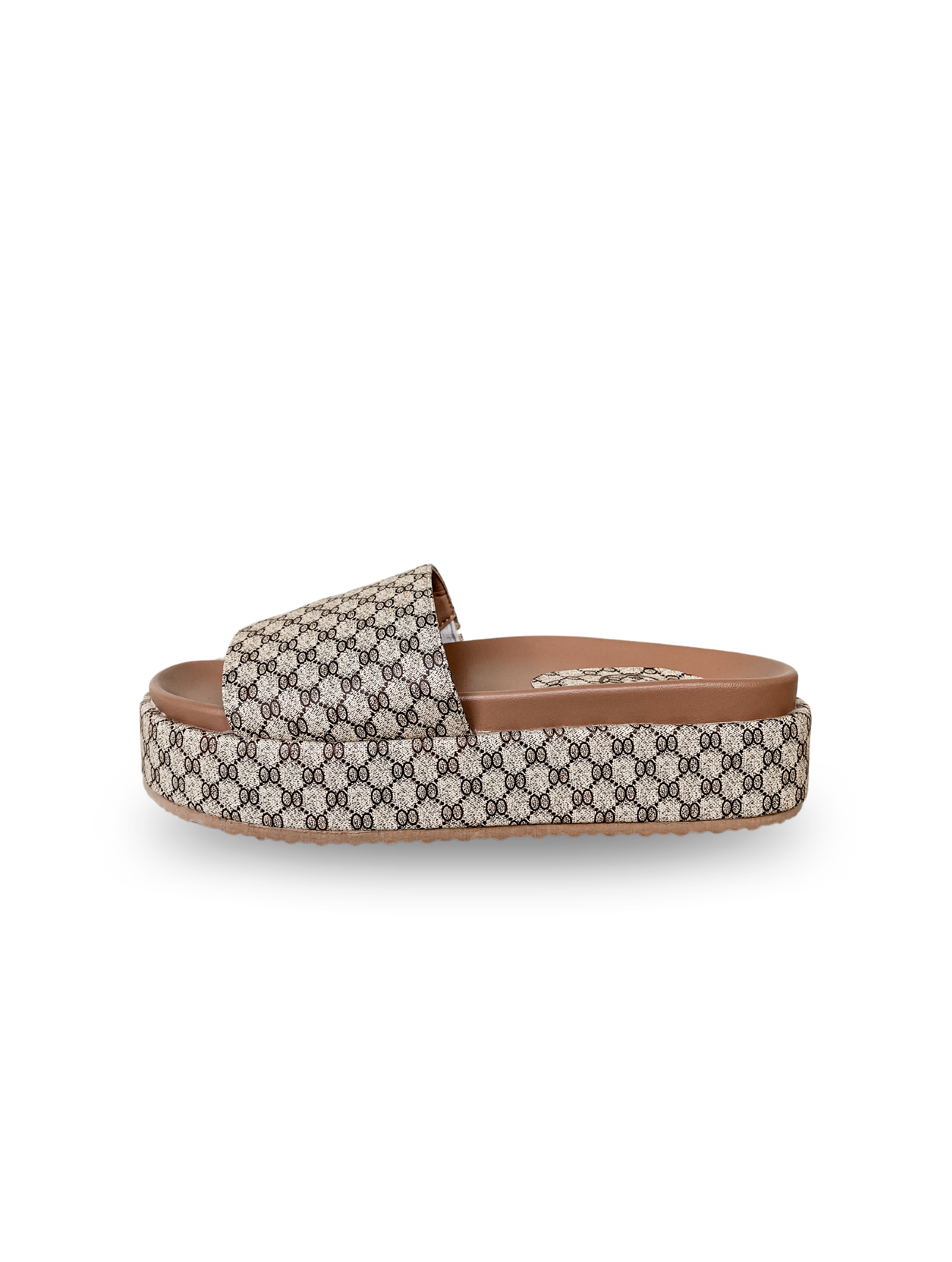 Tila Printed Slide Sandal-Tan