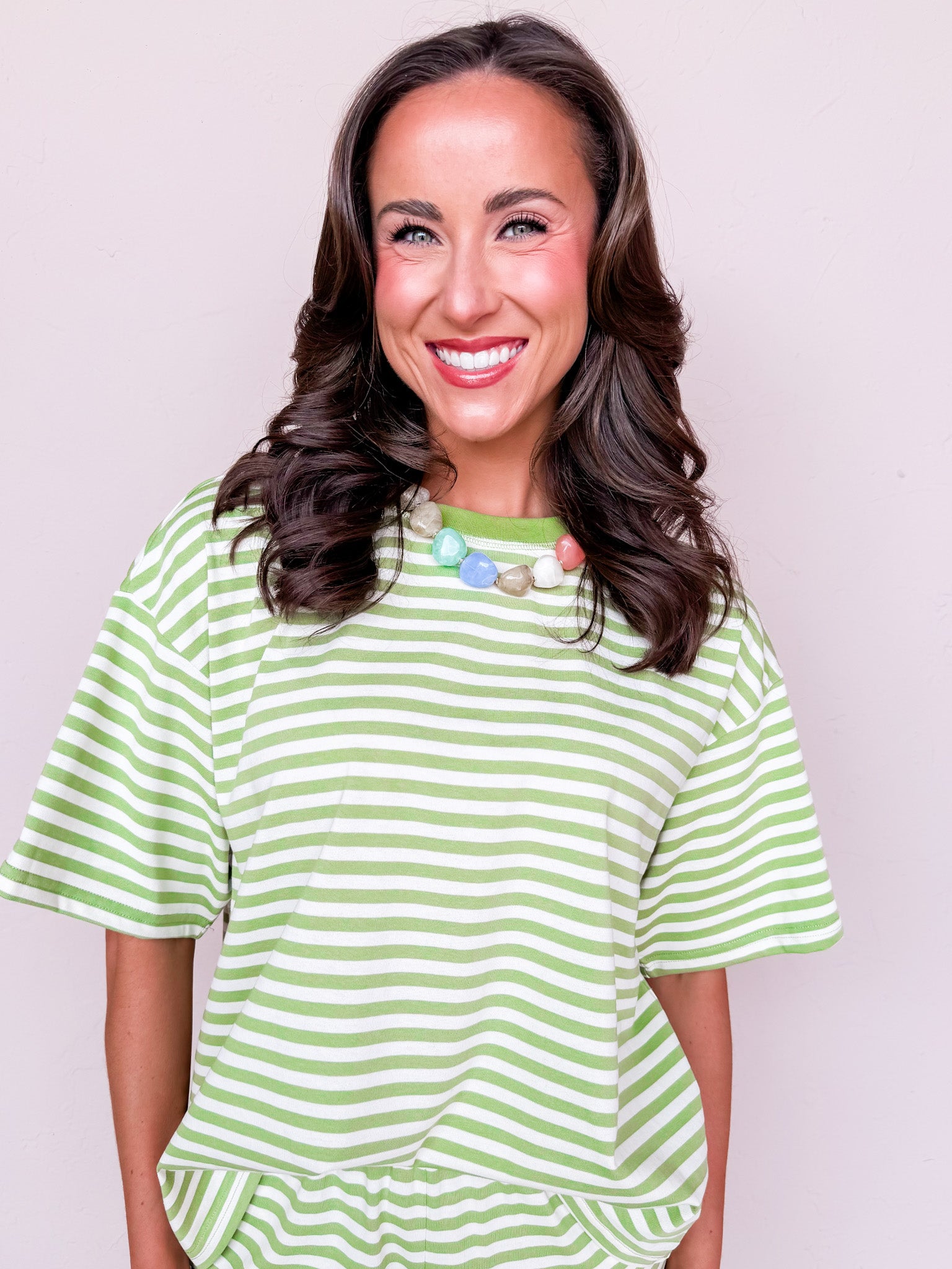 Tillie Oversized Striped Top-Green