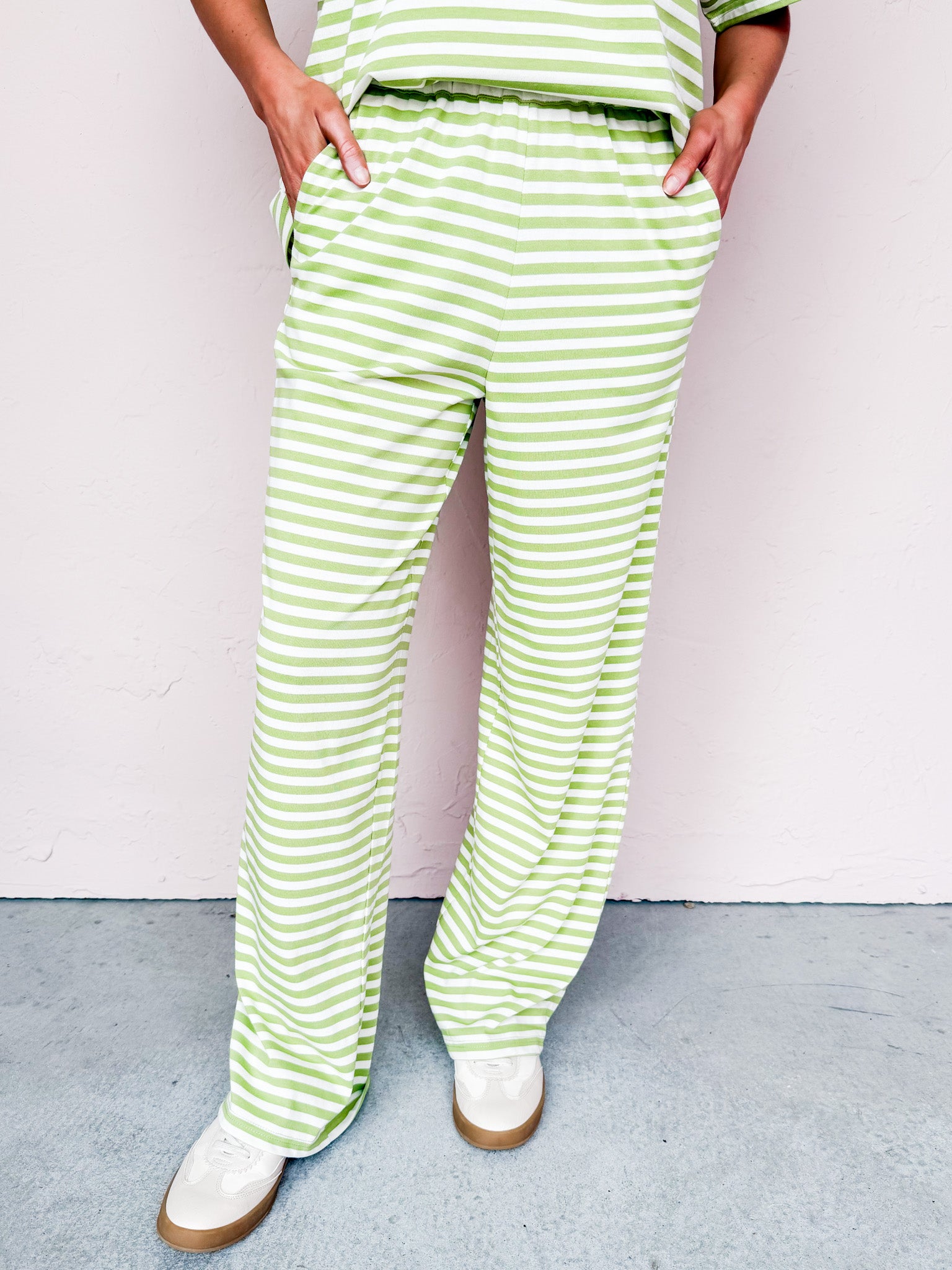 Tillie Striped Pants-Green