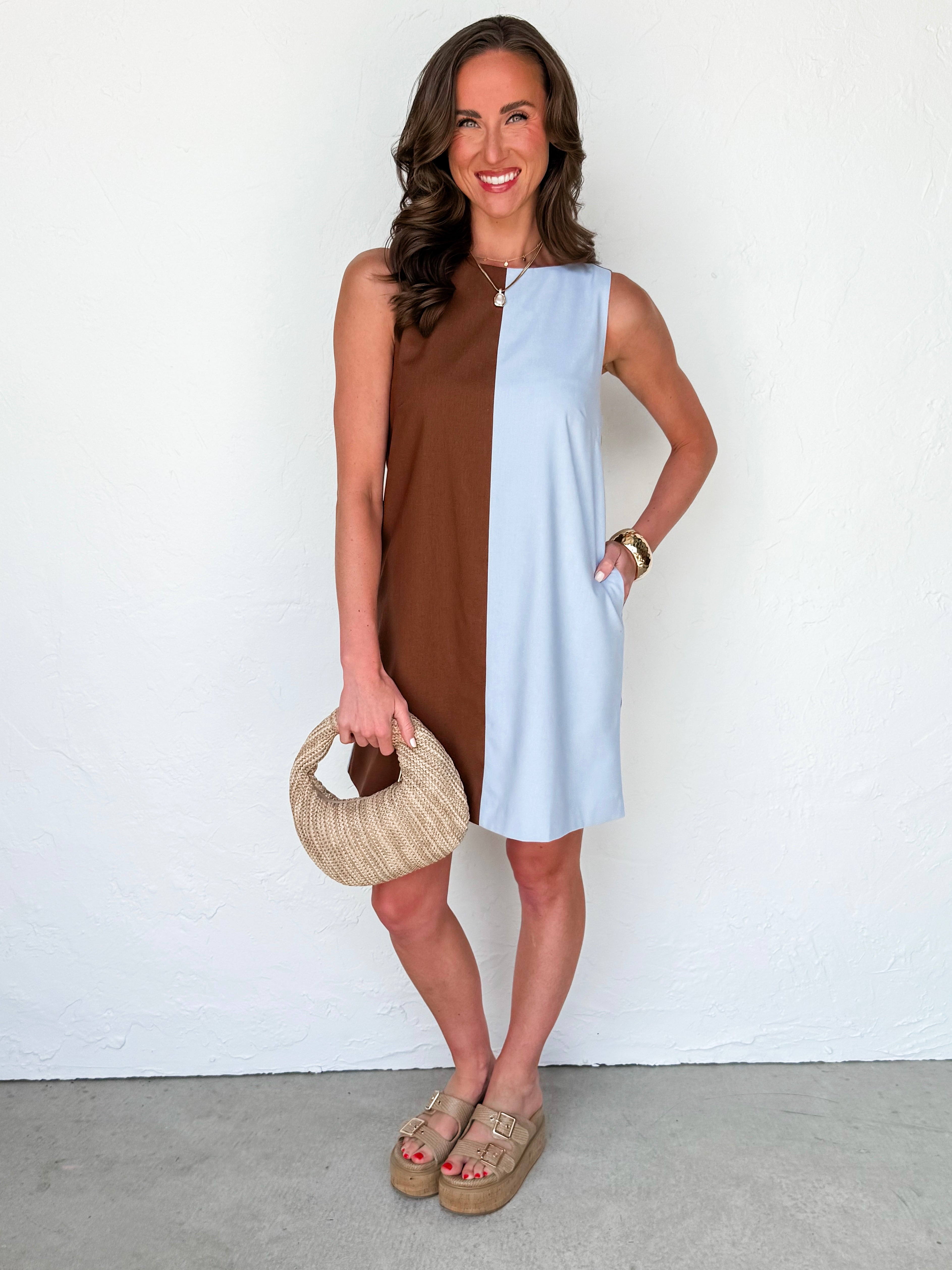 Tilly Color Block Sleeveless Shift Dress