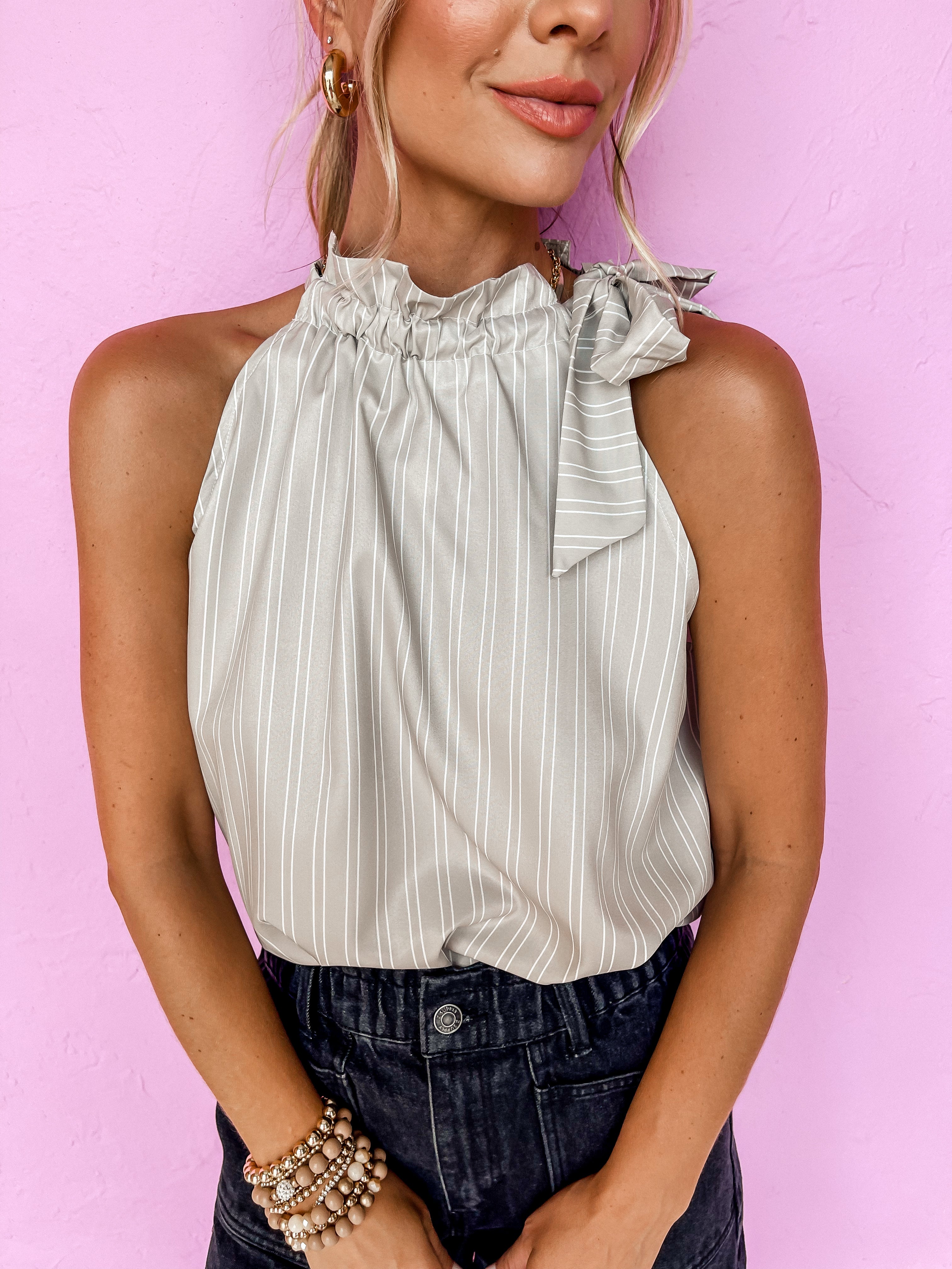 Time Spent Together Tie Neck Sleeveless Top