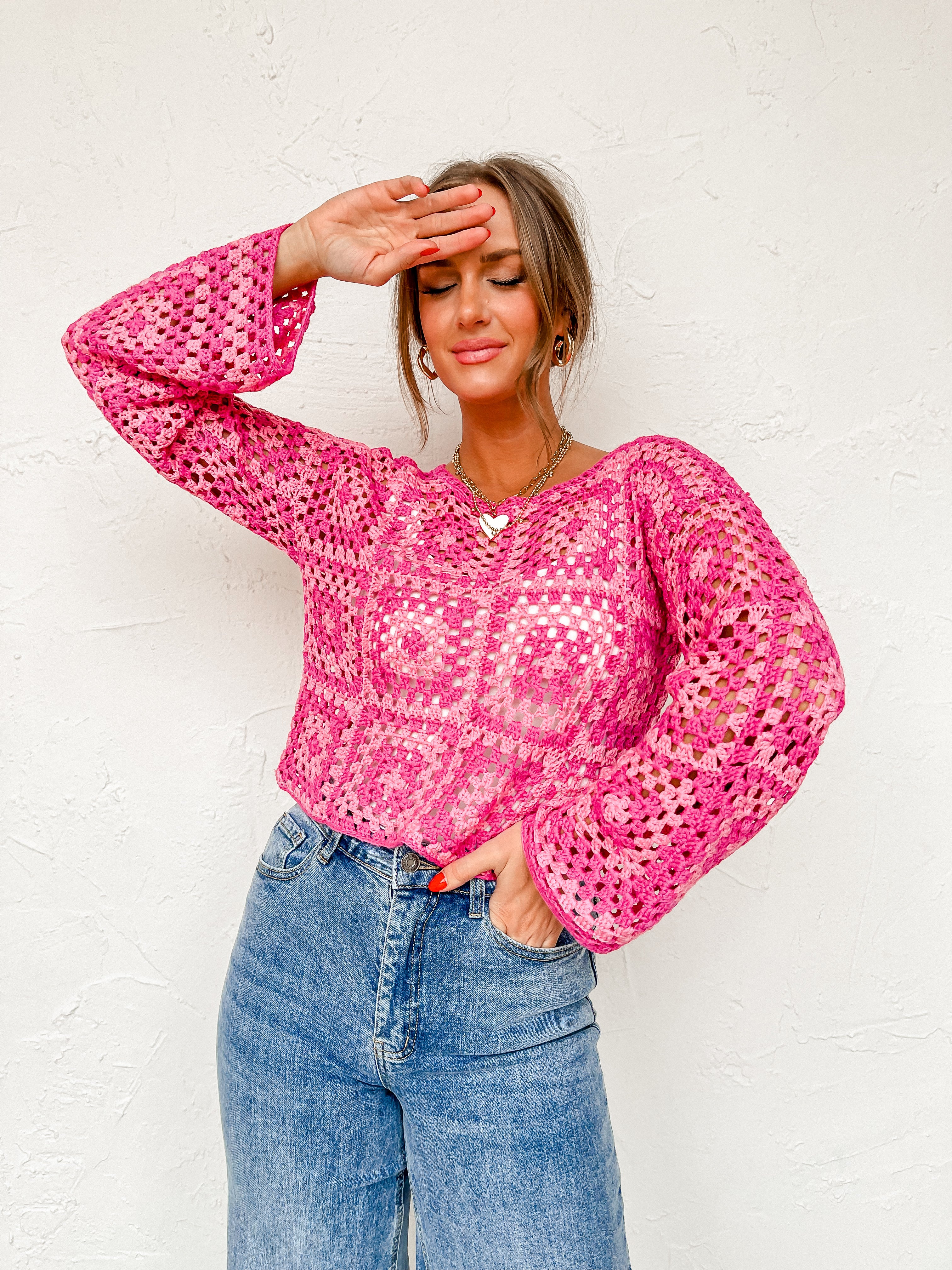To Be Loved Long Sleeve Crochet Top