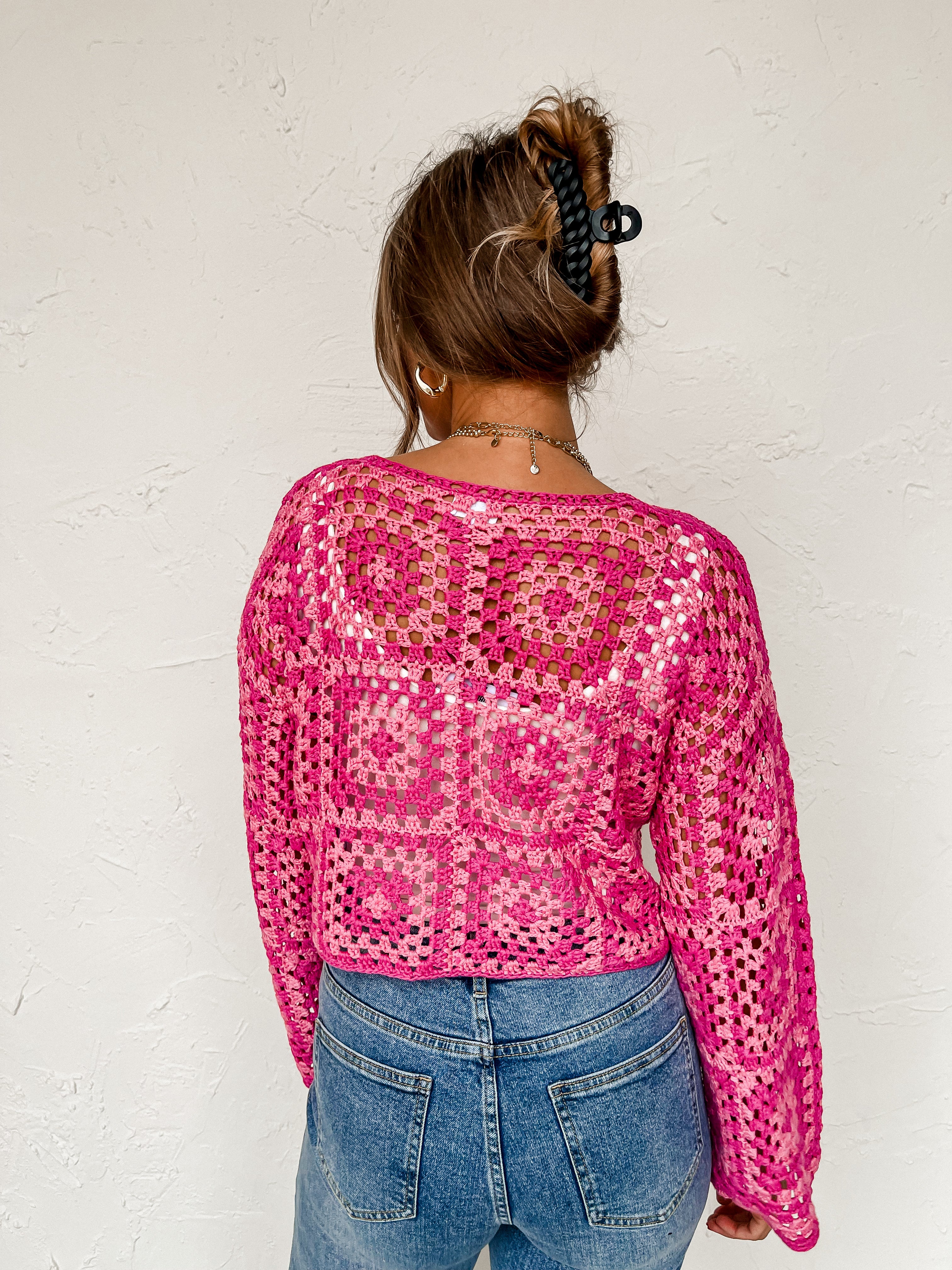 To Be Loved Long Sleeve Crochet Top