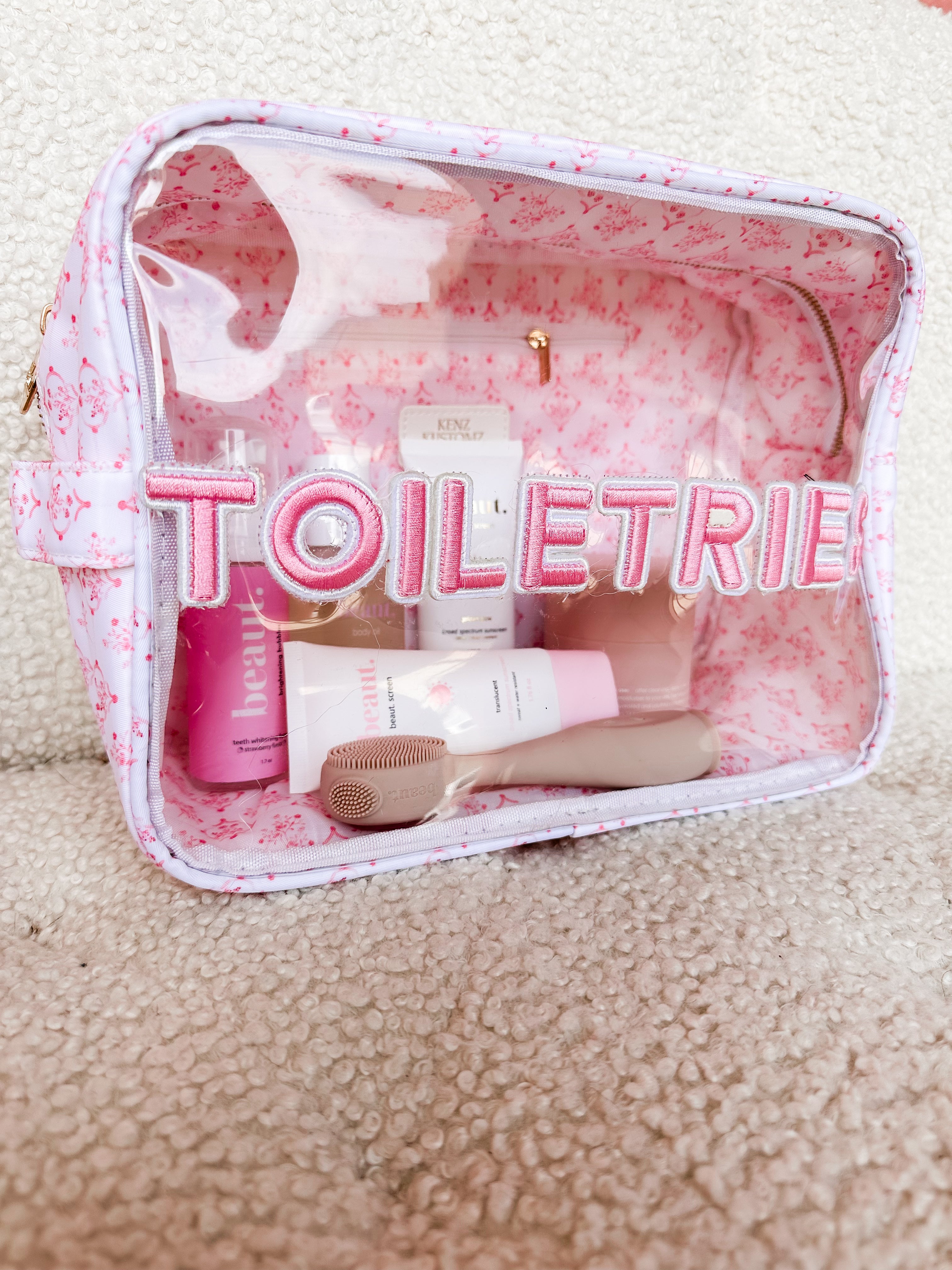 Toiletries Pink Toile Bag