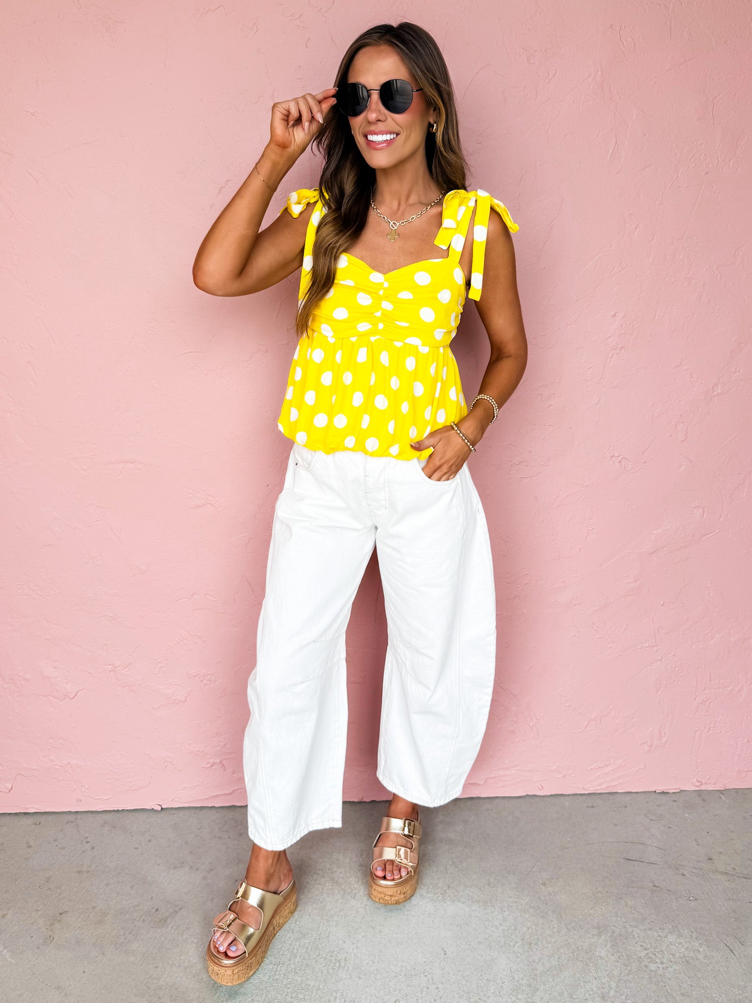 Total Flirt Polka Dot Peplum Top