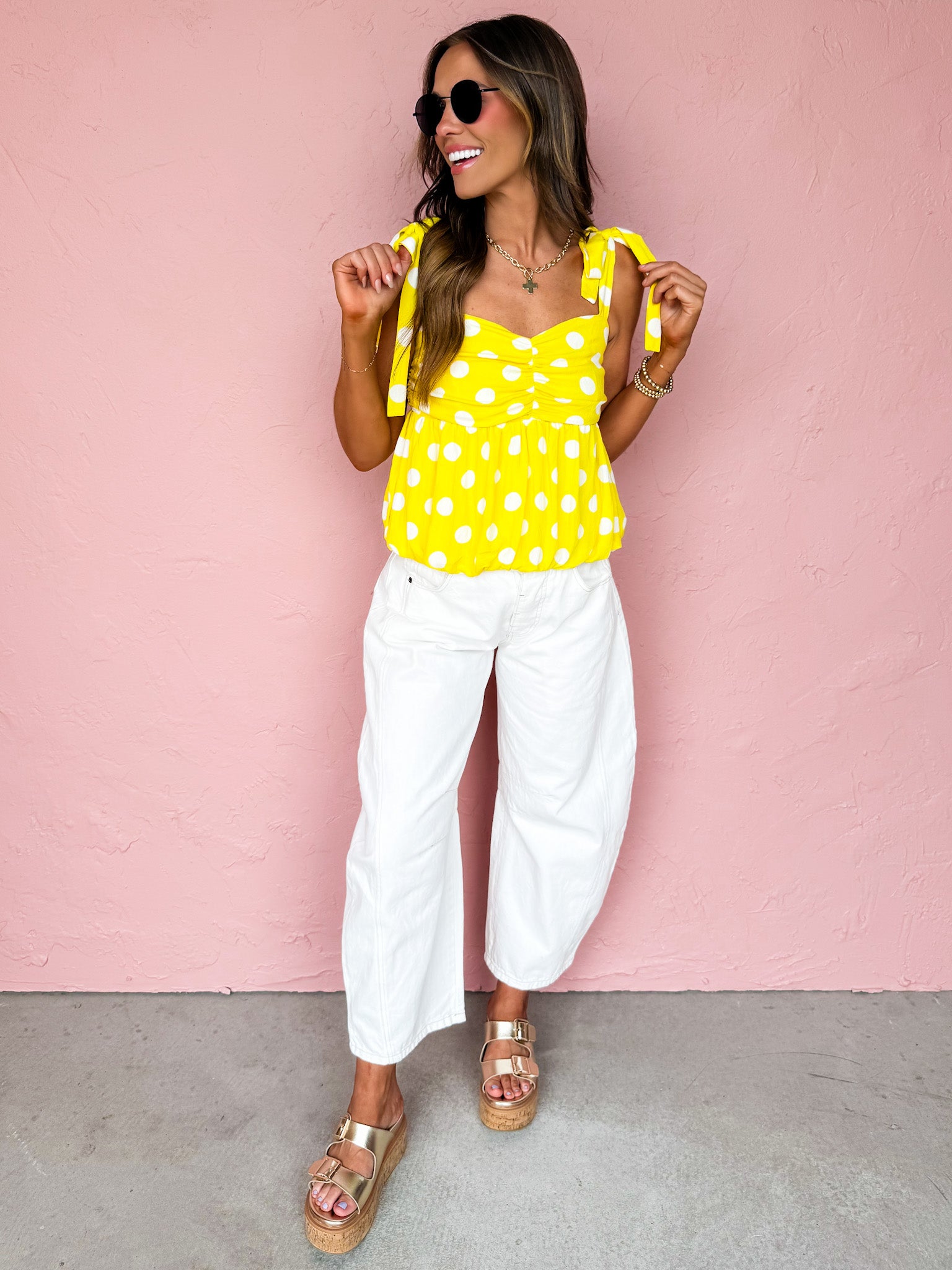 Total Flirt Polka Dot Peplum Top