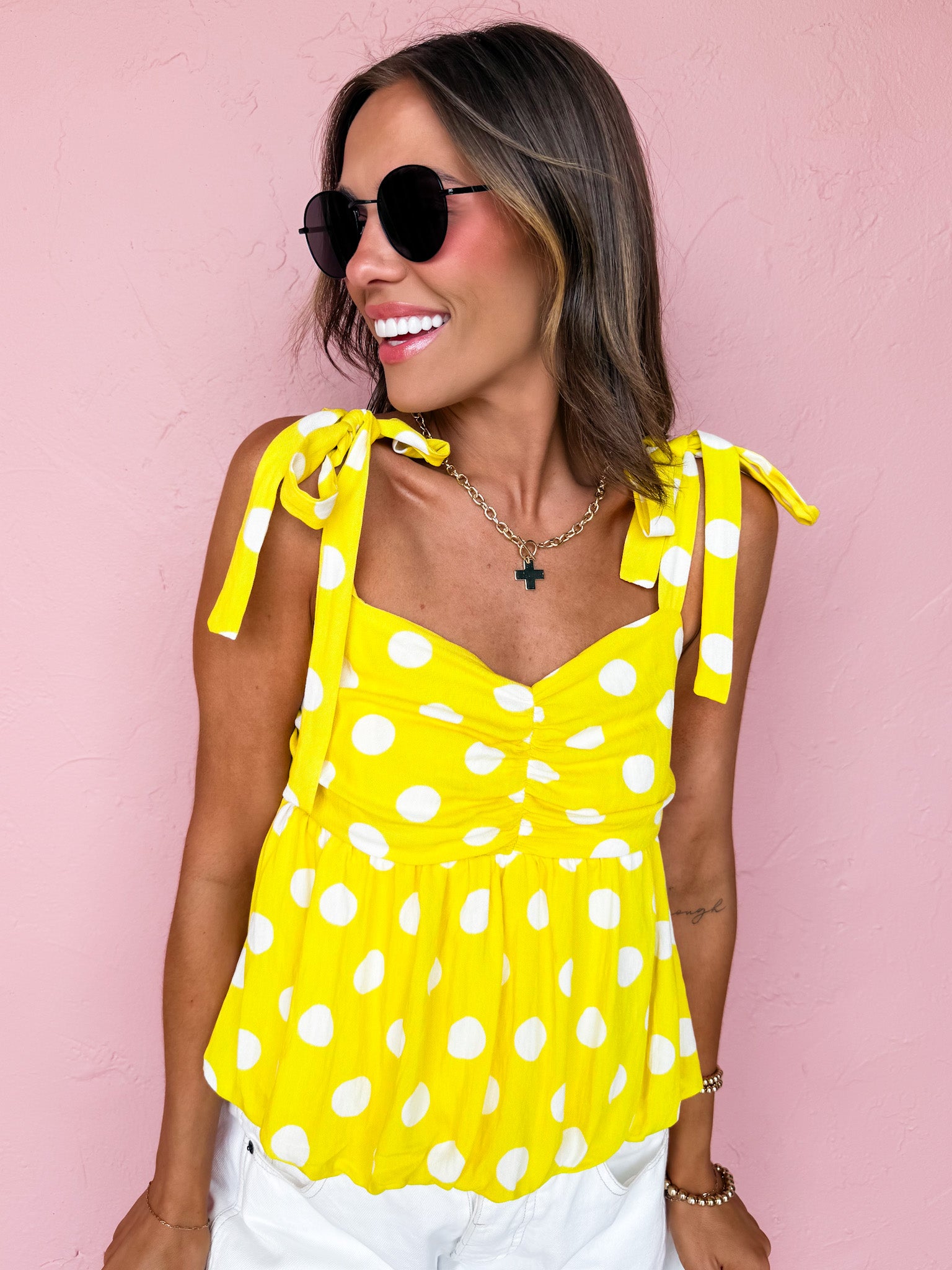 Total Flirt Polka Dot Peplum Top