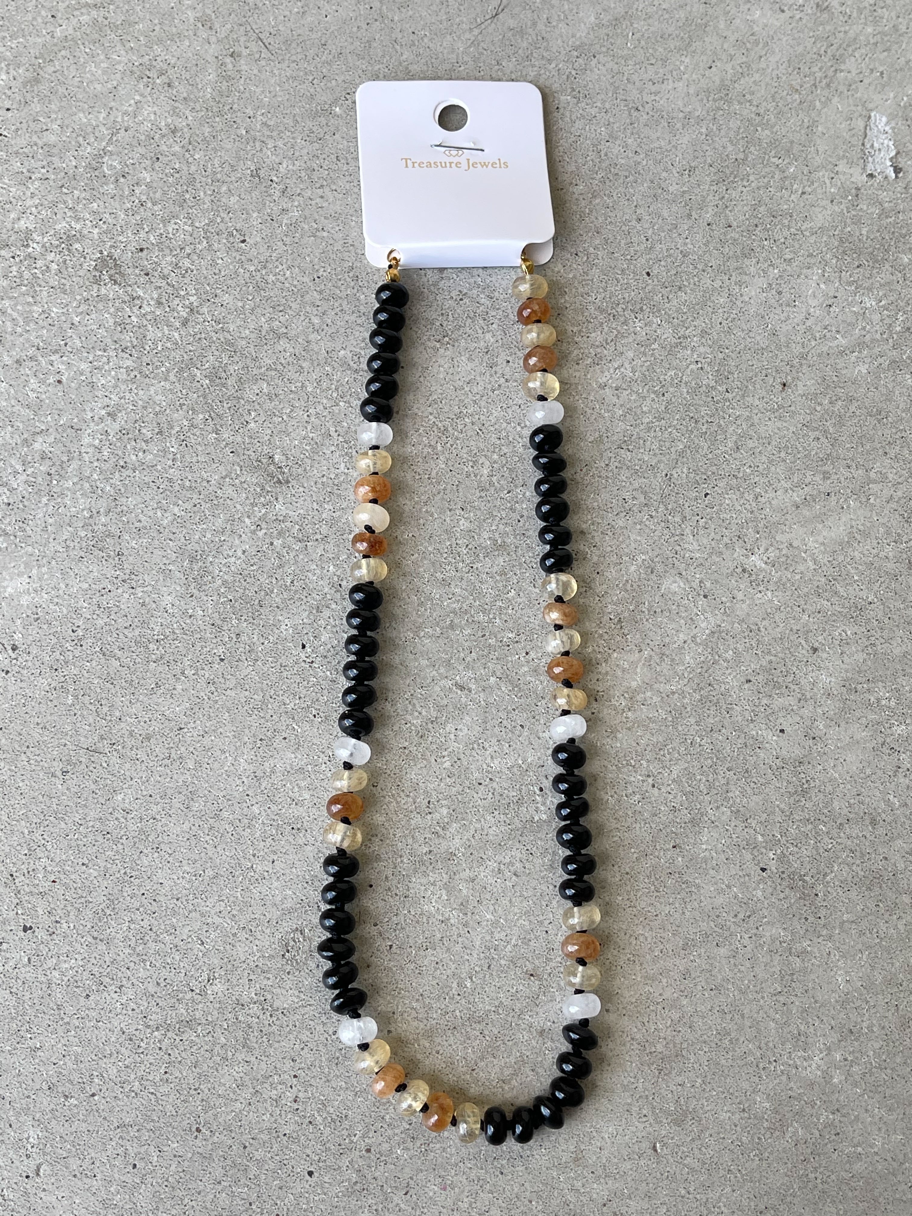 [Treasure Jewels] Brooke Black And Brown Gemstone Necklace