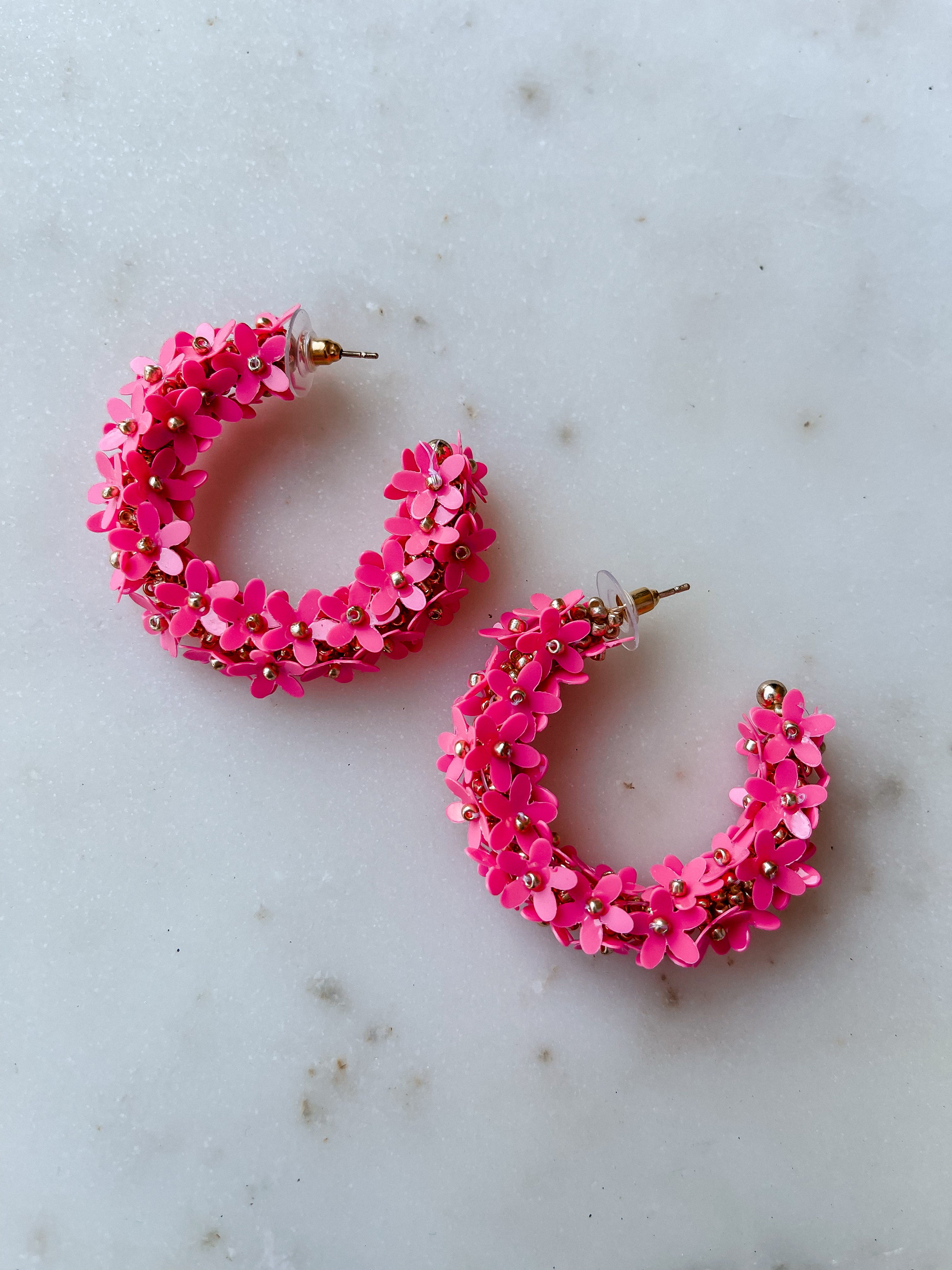 [Treasure Jewels] Floral Hoop-Pink
