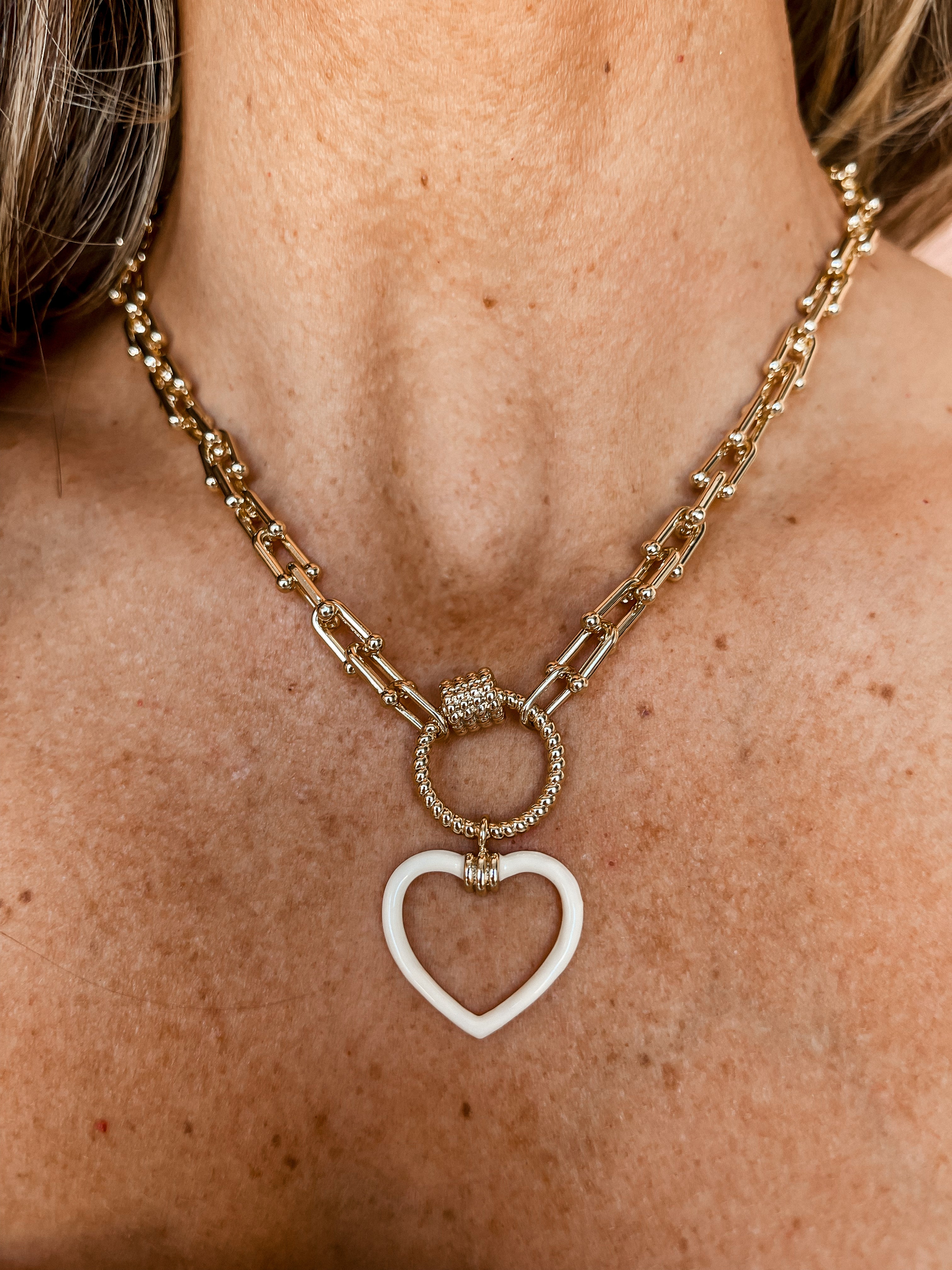 [Treasure Jewels] Heart Enamel Necklace-White