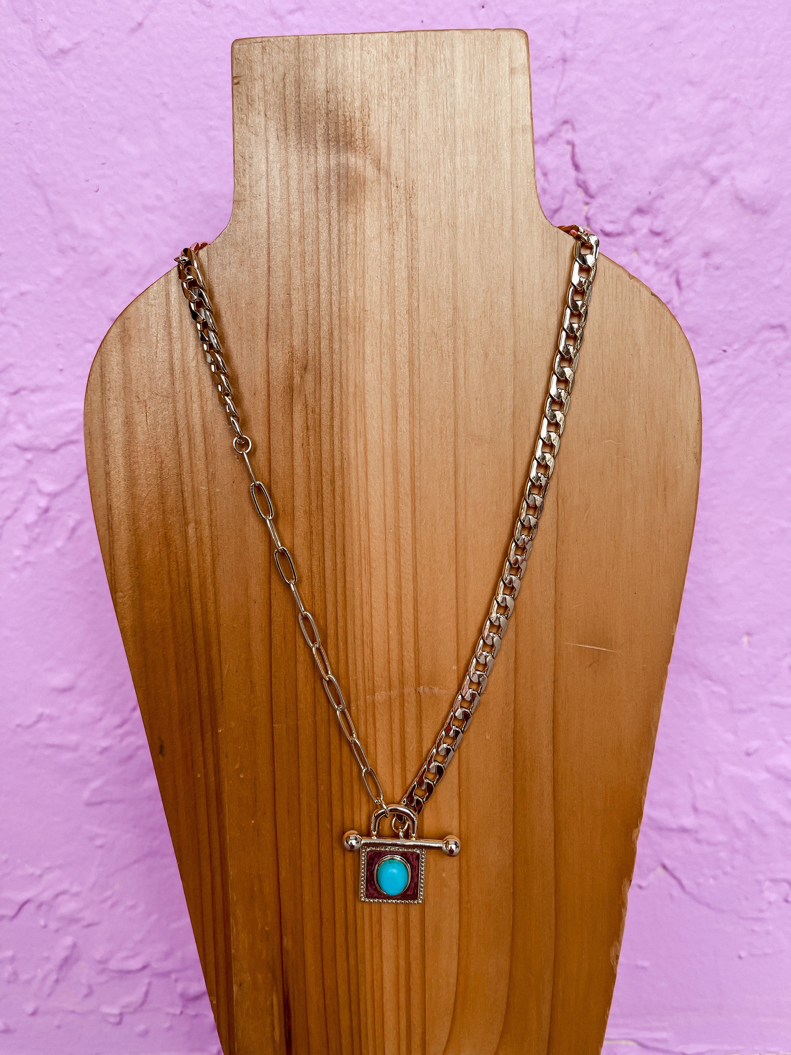 [Treasure Jewels] Square Turquoise Necklace