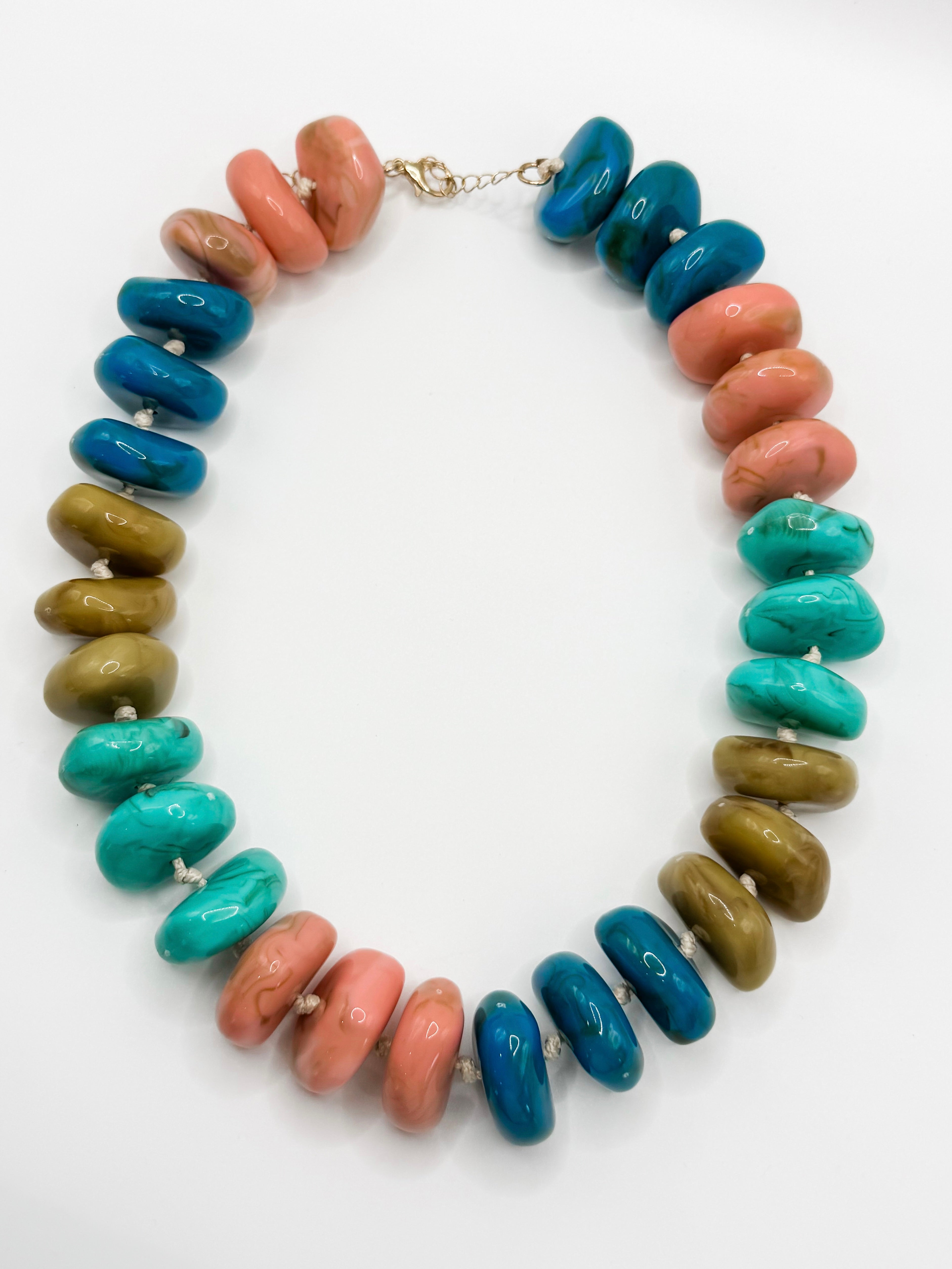 Trista Chunky Beaded Necklace-Teal