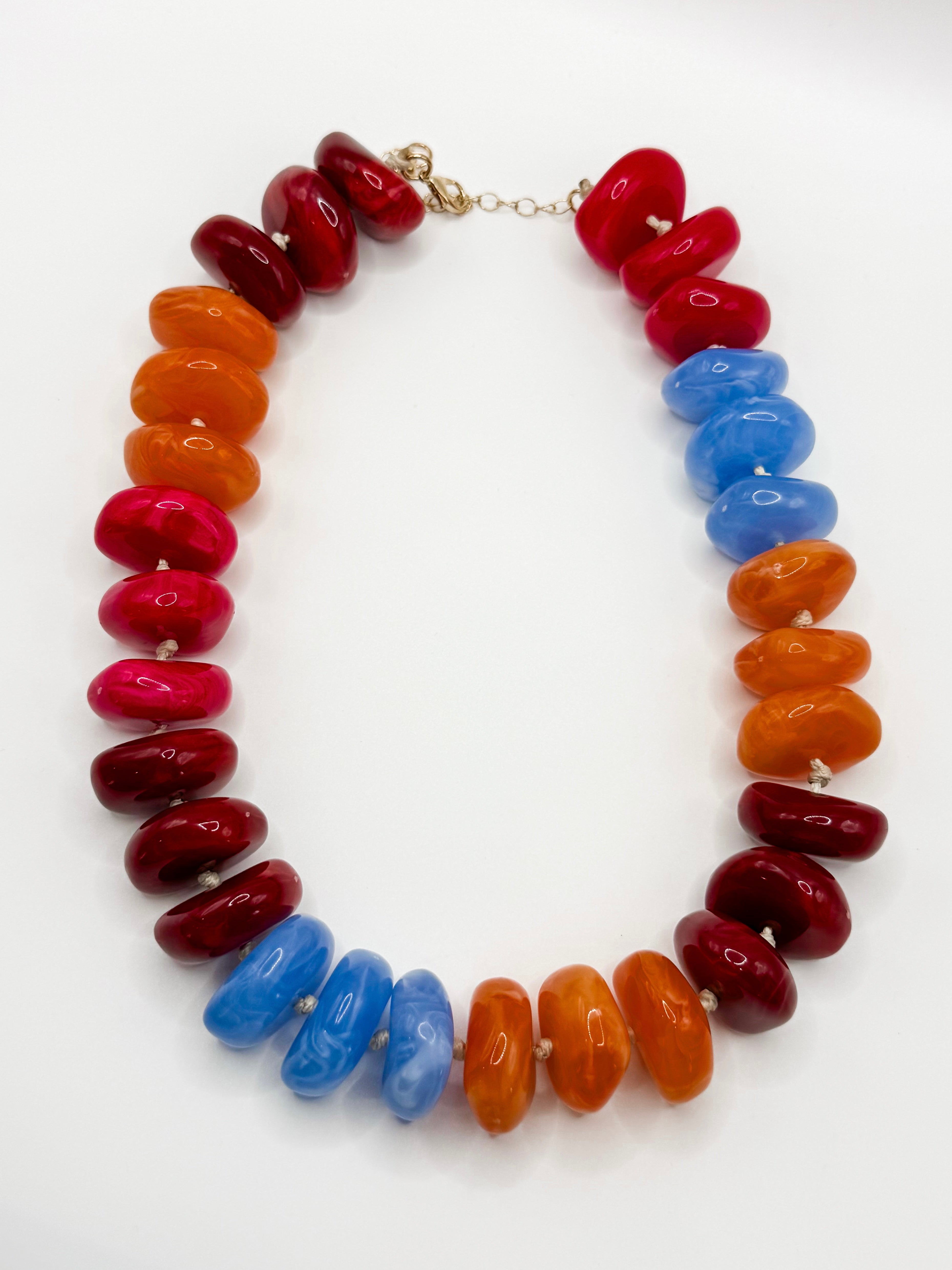 Trista Chunky Colorful Beaded Necklace-Magenta