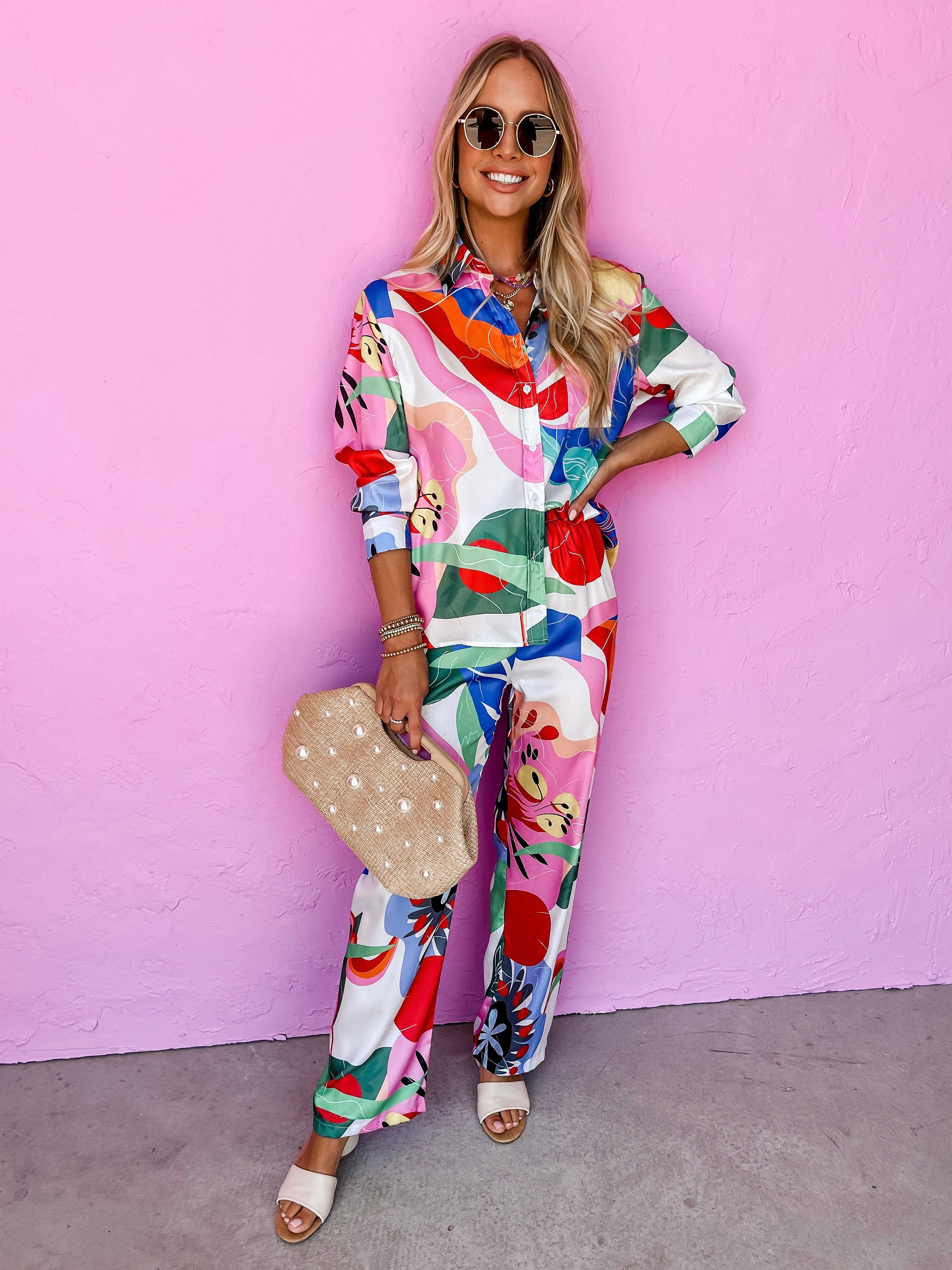 Tropical Mood Printed Shirt And Pant Set