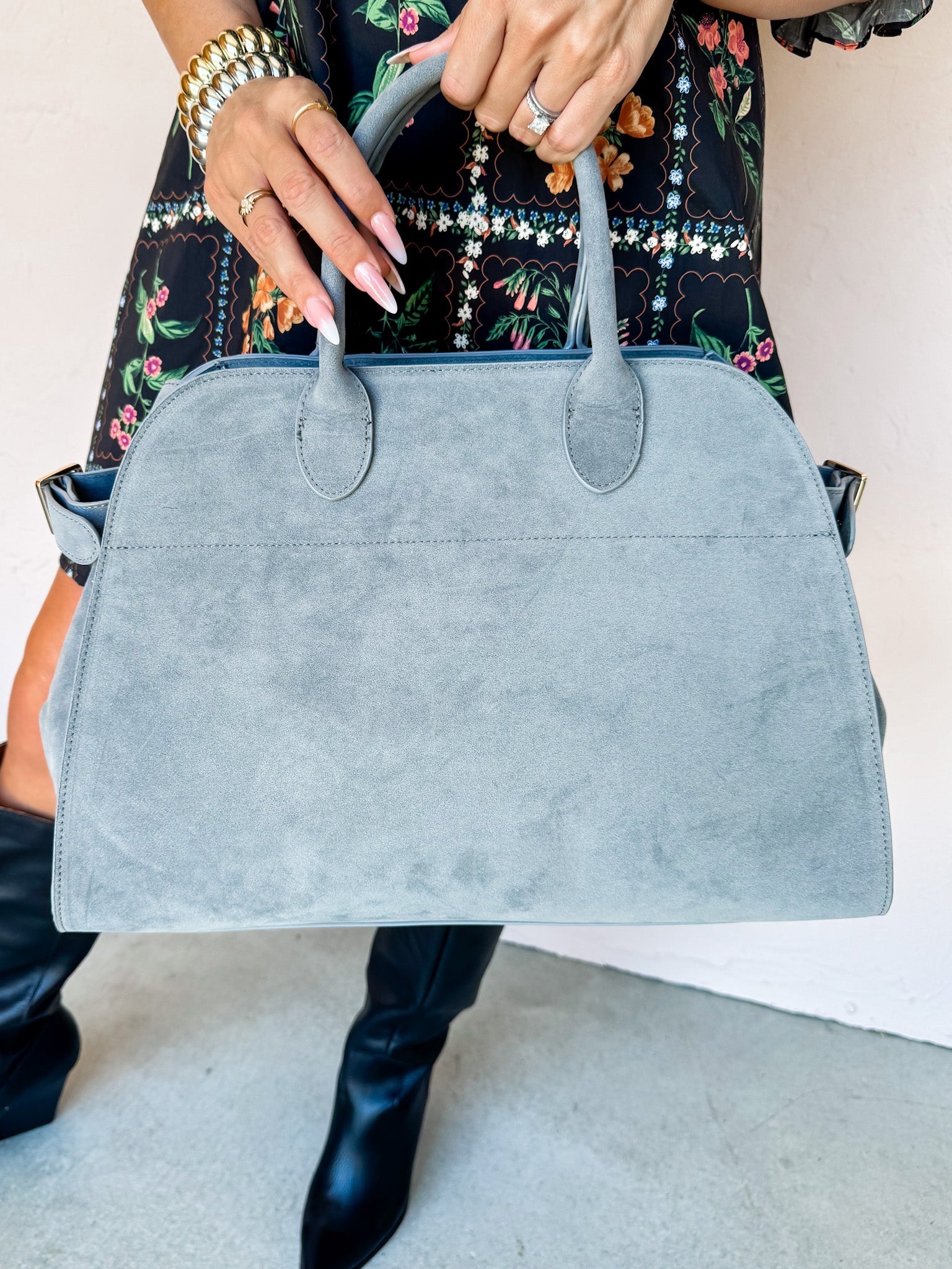 True Purpose Faux Suede Tote Bag