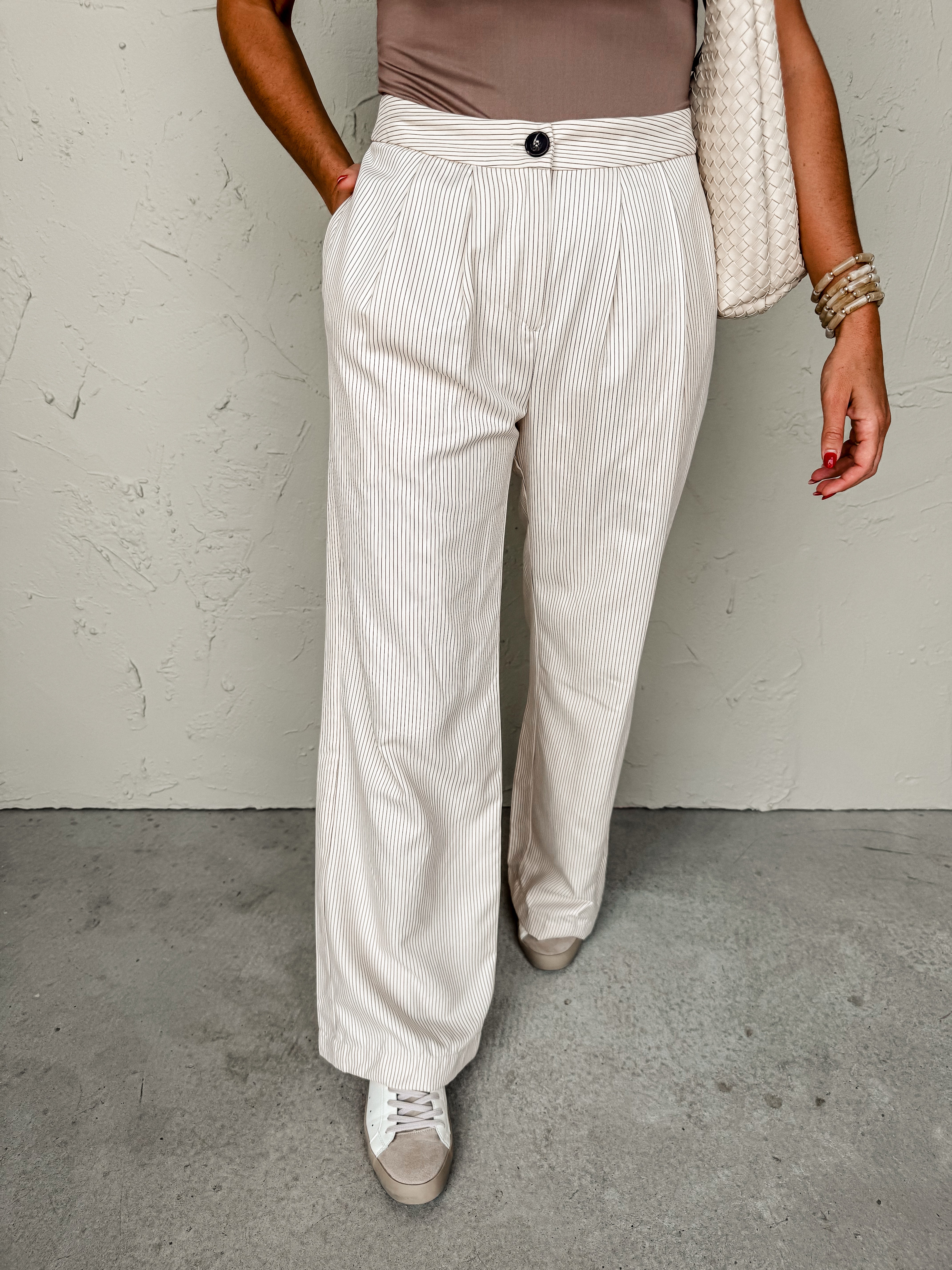 Unstoppable Pinstripe Wide Leg Pants