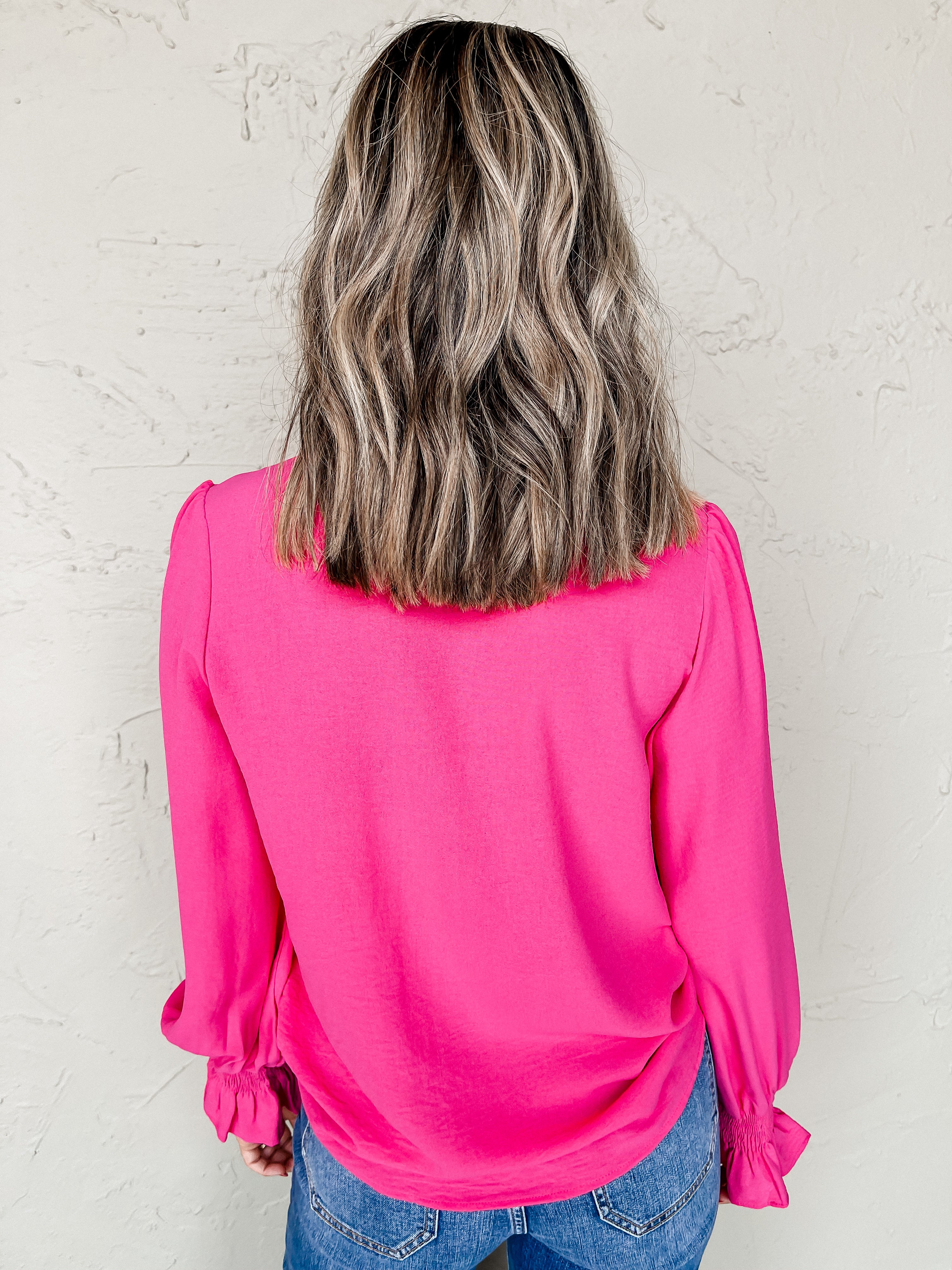 Urban Society V Neck Top-Hot Pink