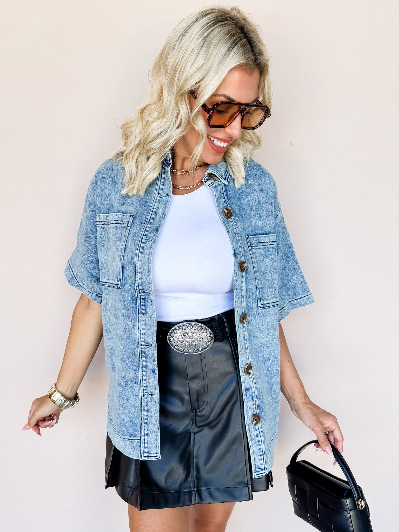 Versatile Vibe Button Front Denim Top