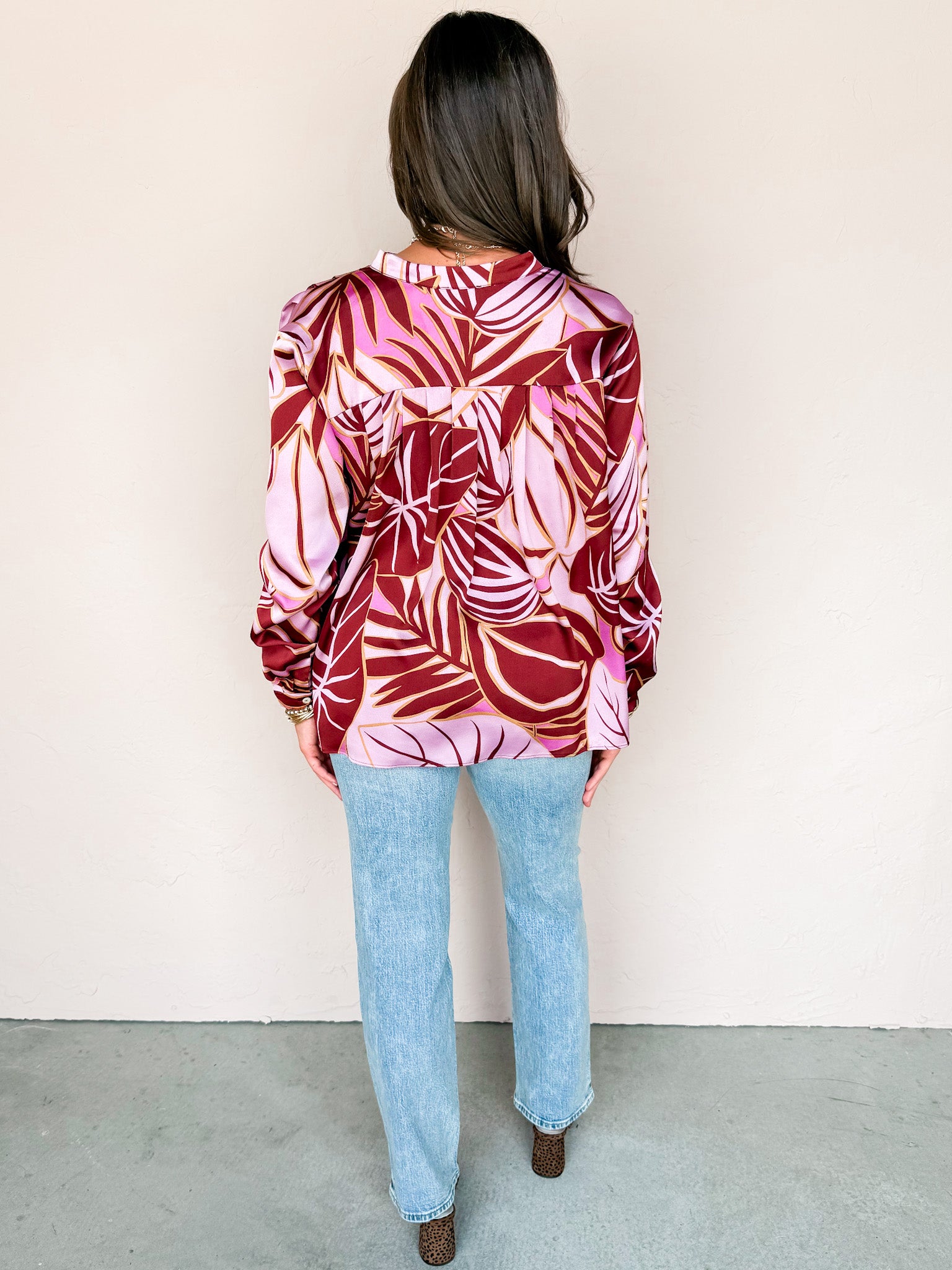 Vibe Check Printed Half Button Front Top