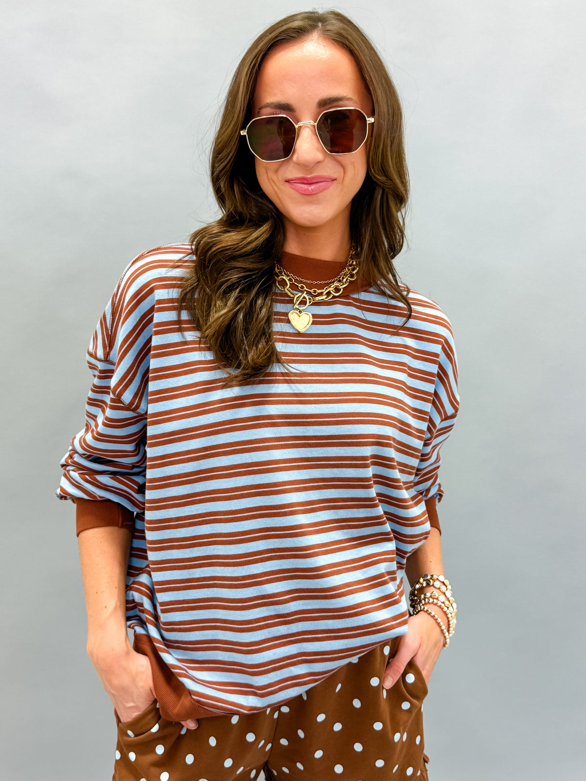 Vicky Striped Mockneck Sweatshirt