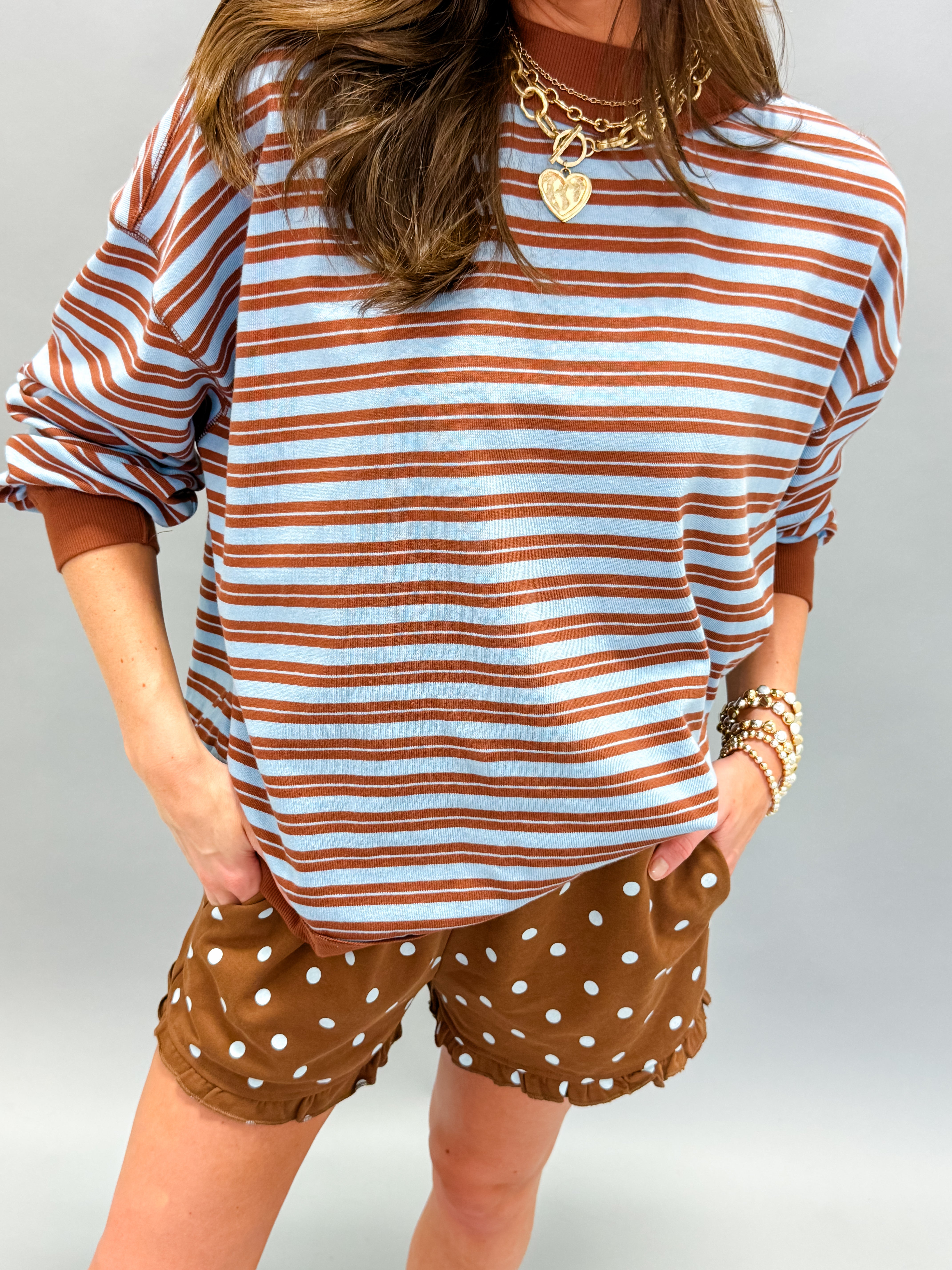 Vicky Striped Mockneck Sweatshirt