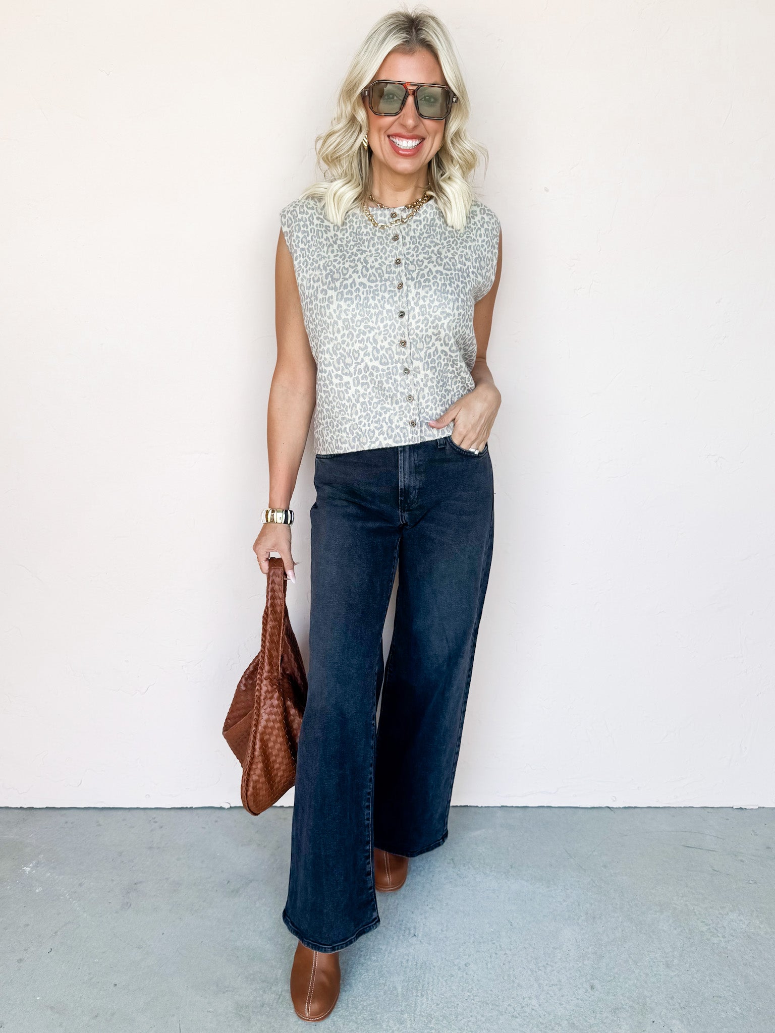 Mode Leopard Button Front Sweater