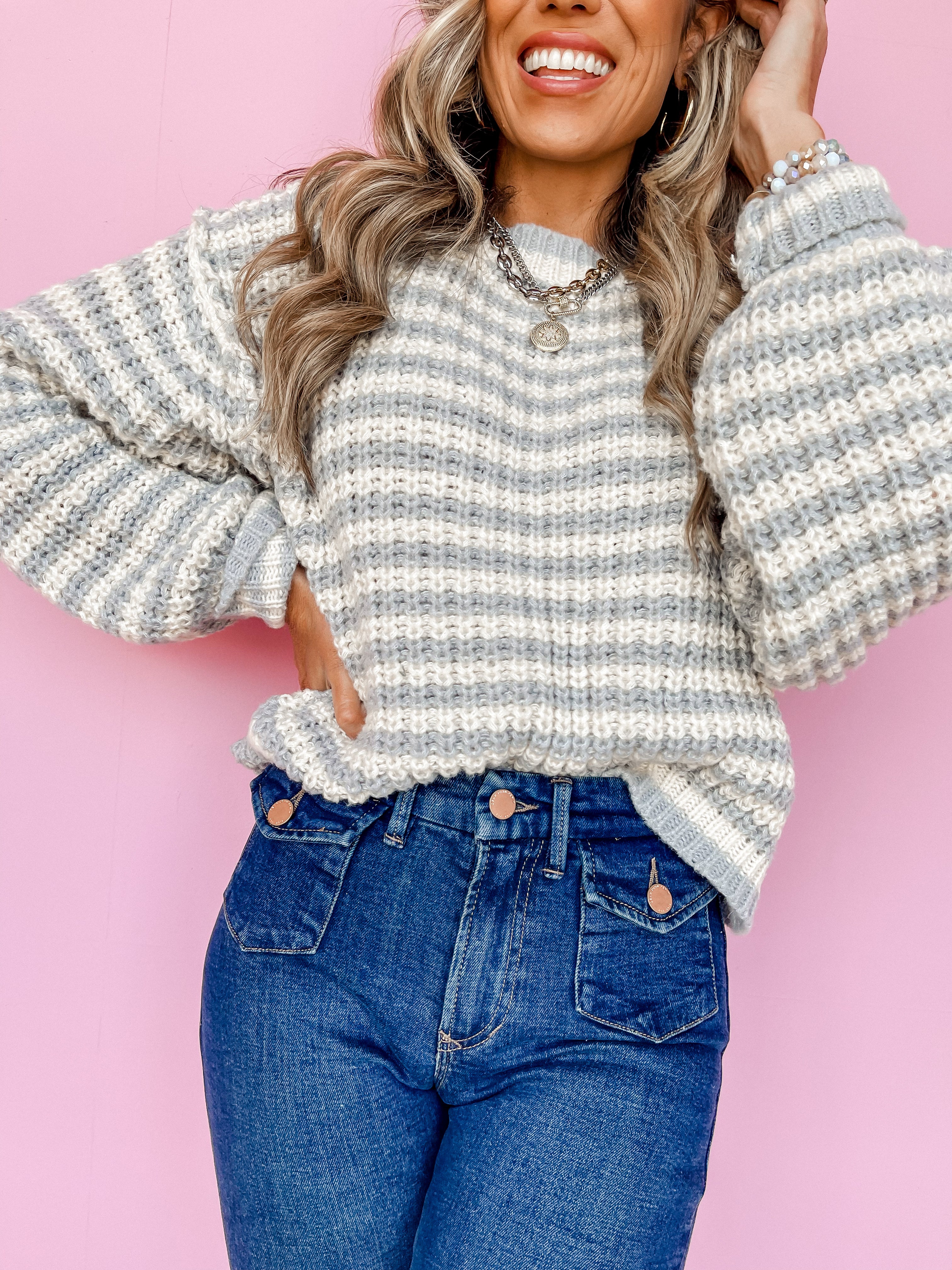 Vintage Vibe Striped Cropped Sweater