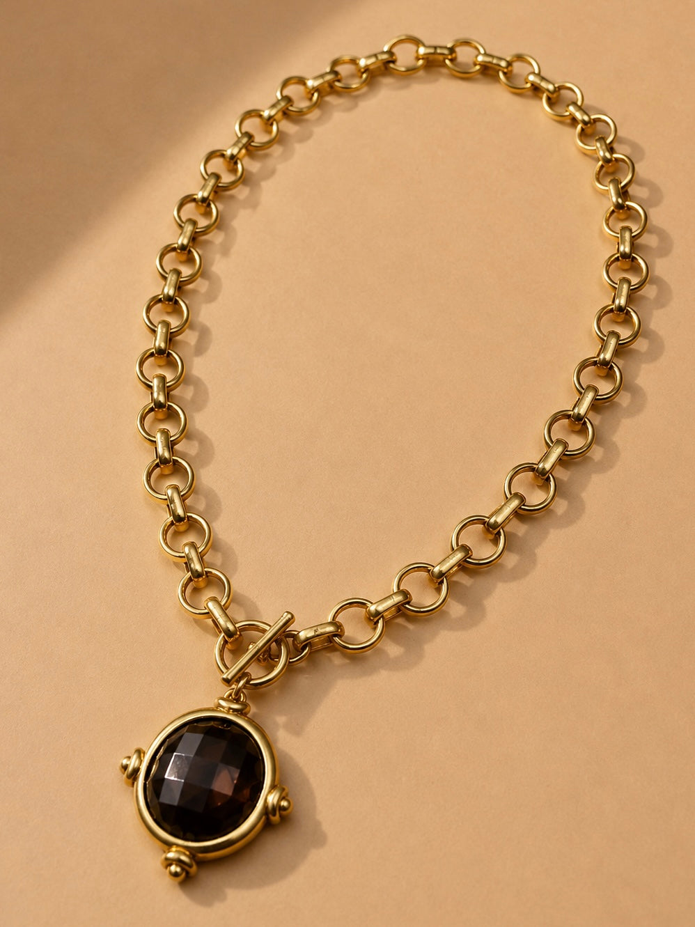 Vivian Stone Toggle Chain Necklace-Brown