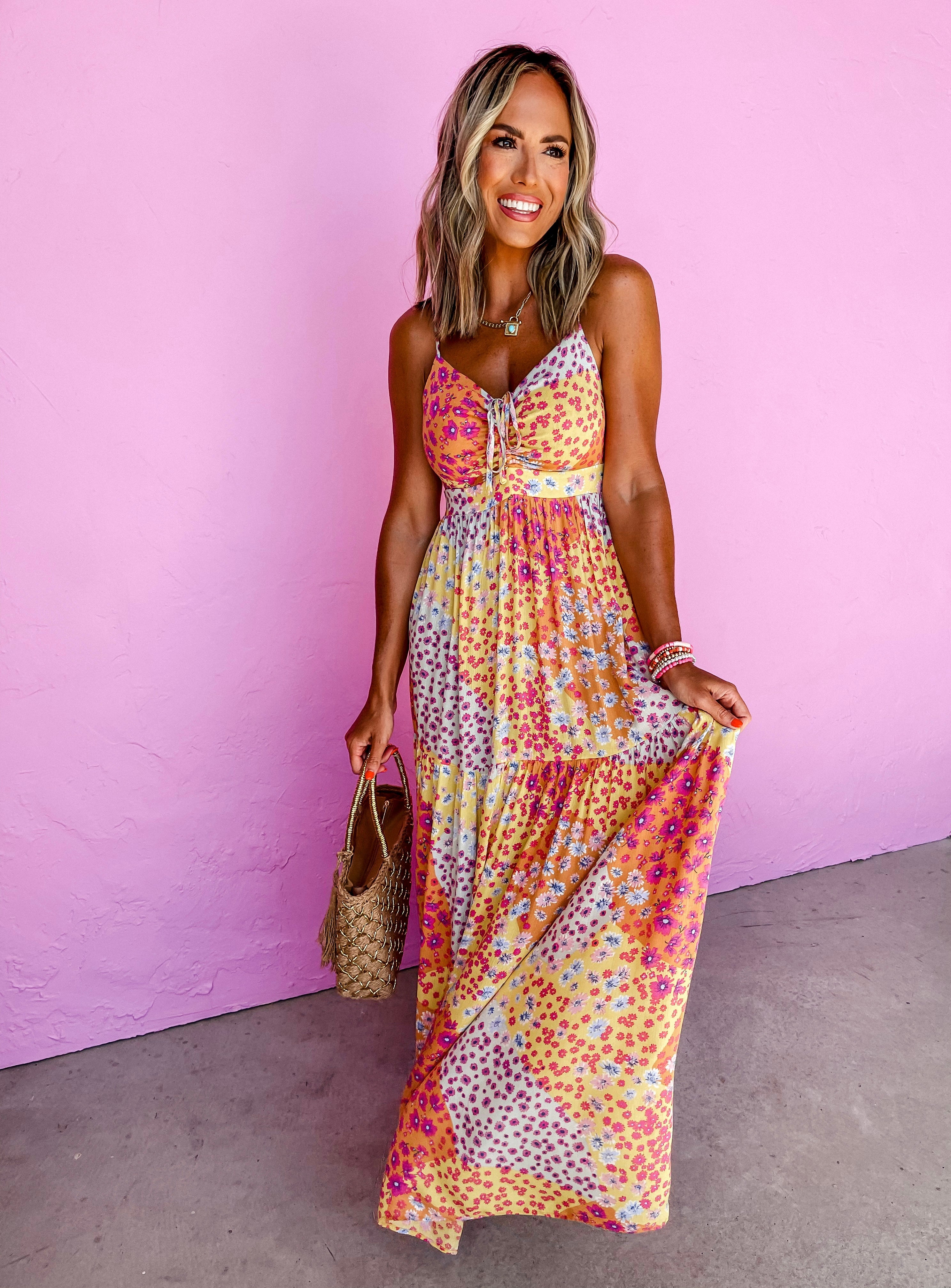 Waiting For A Sign Patchwork Maxi Dress