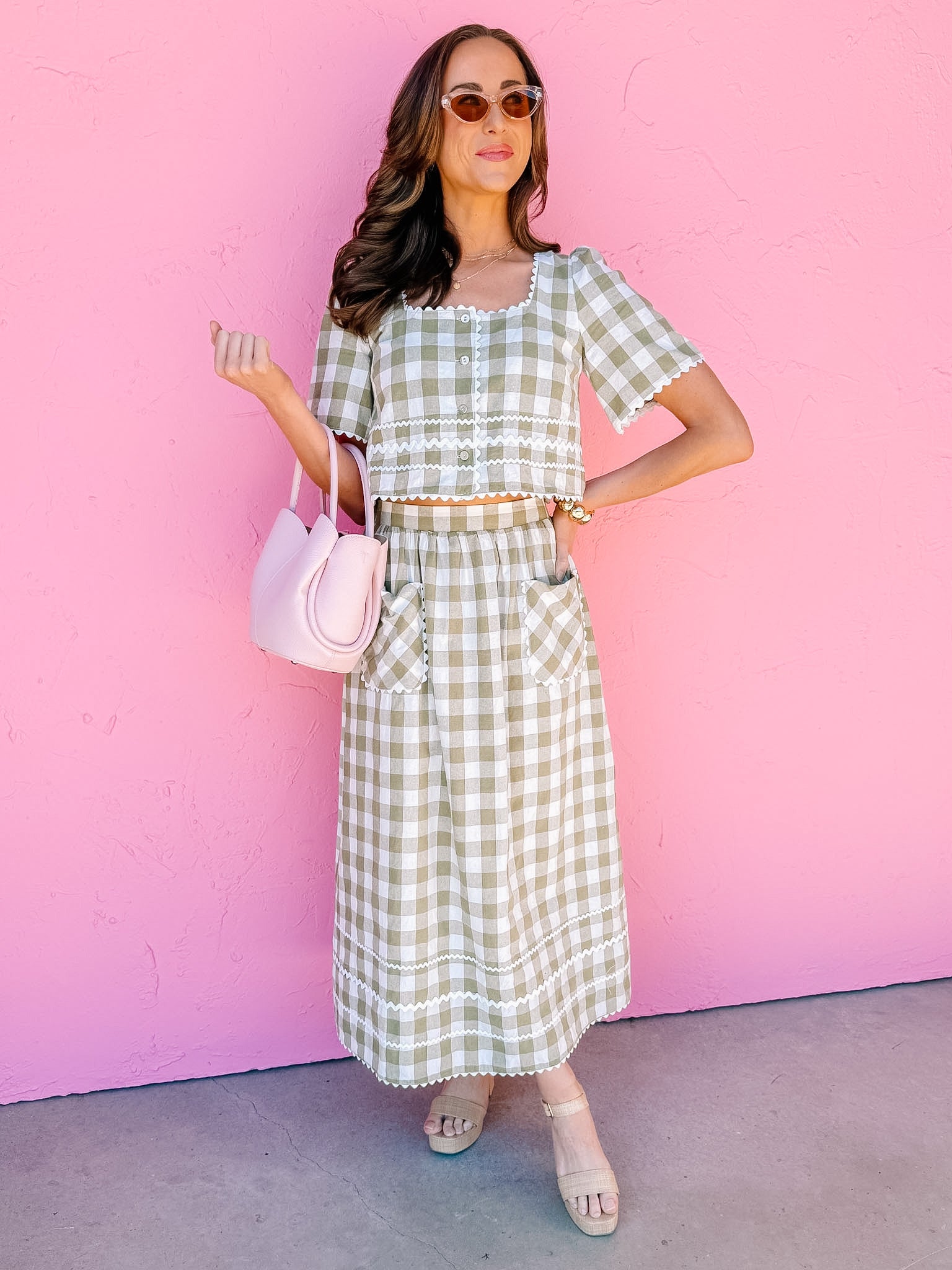 Waverly Ric Rac Gingham Midi Skirt