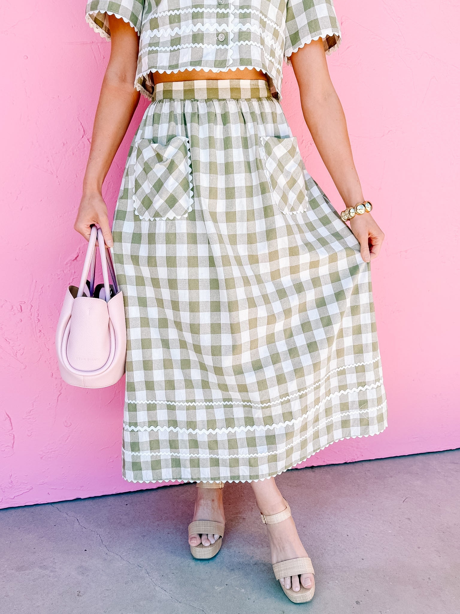 Waverly Ric Rac Gingham Midi Skirt