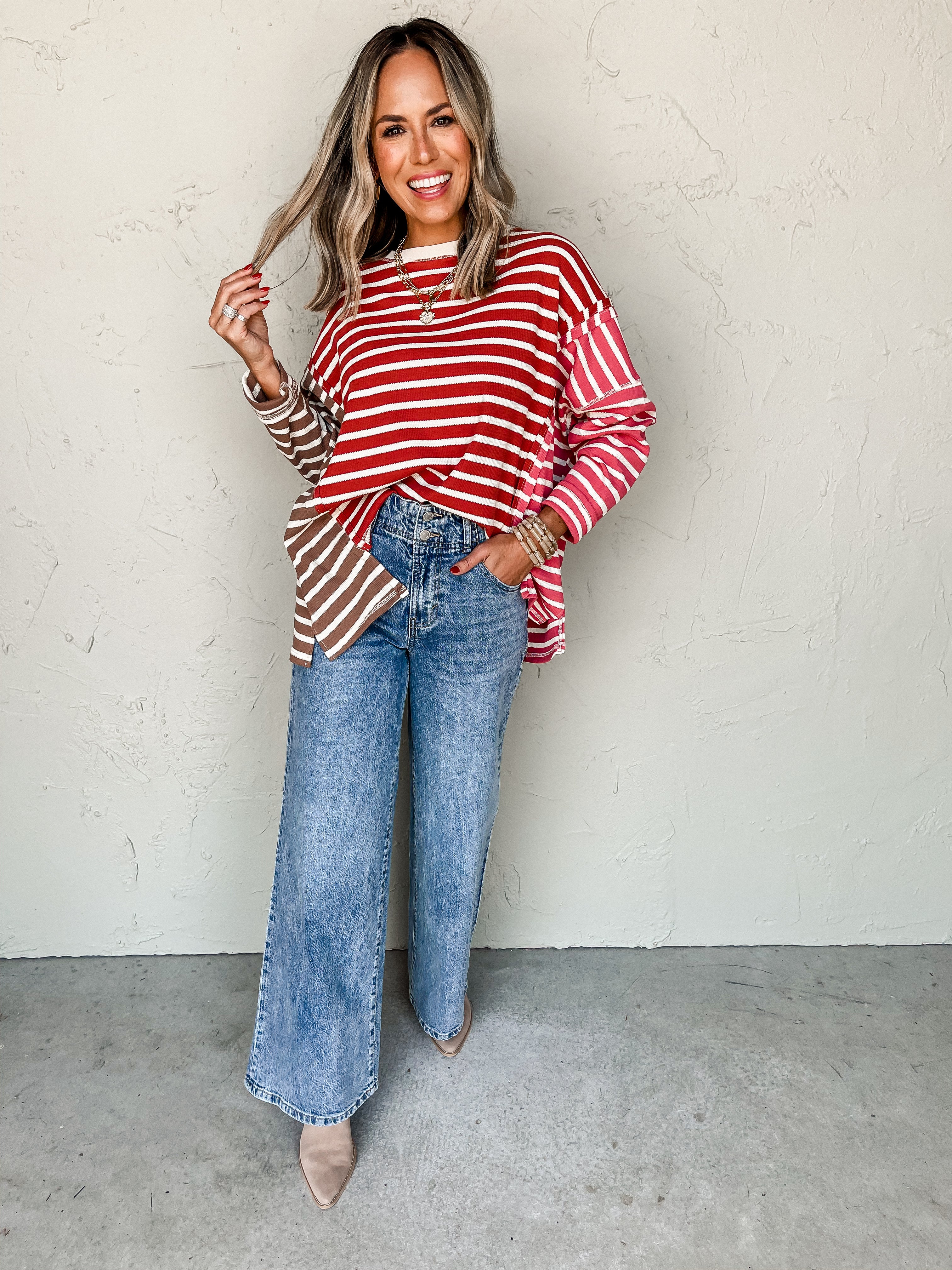 Weekending Striped Color Block Top