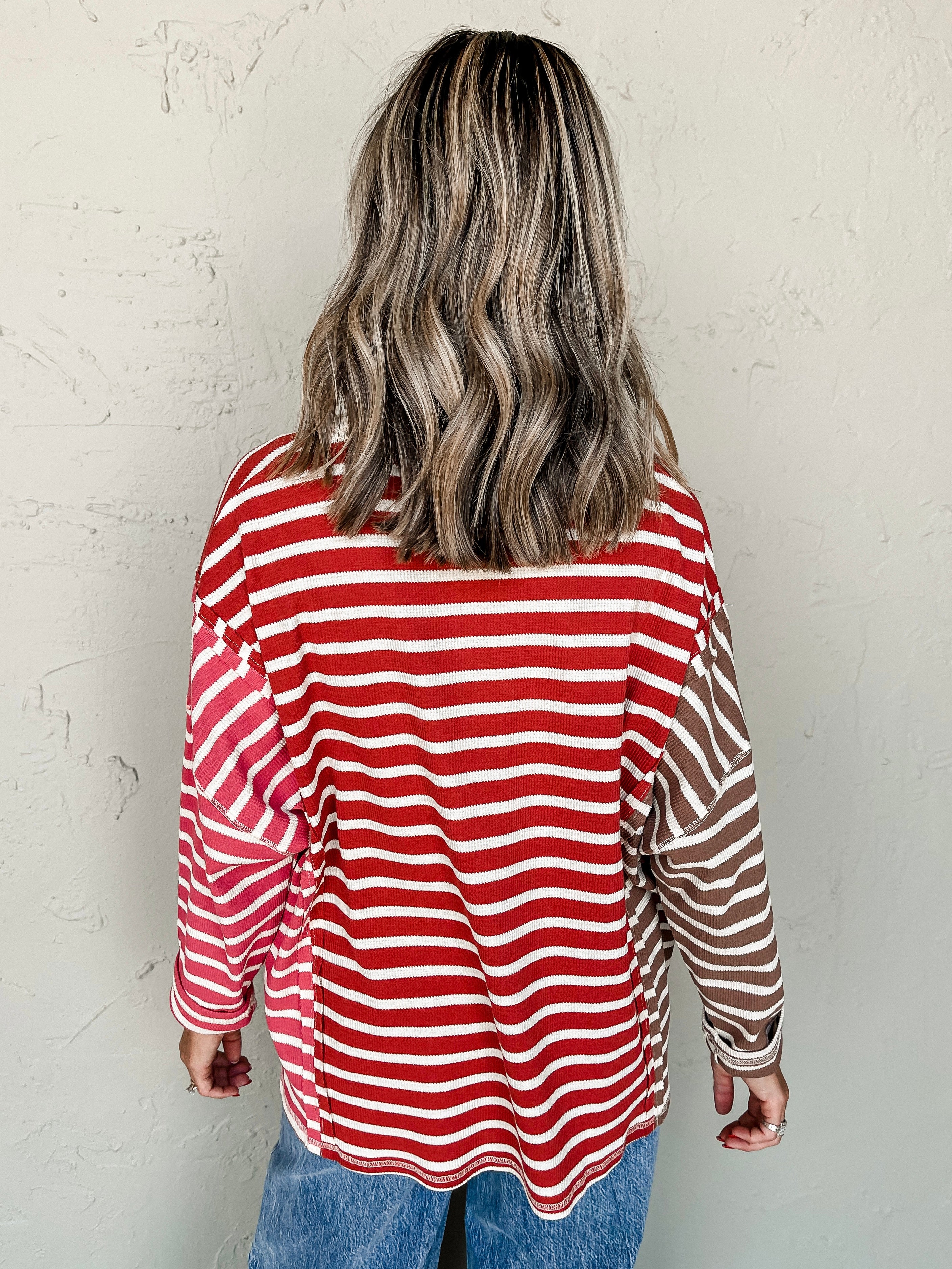 Weekending Striped Color Block Top