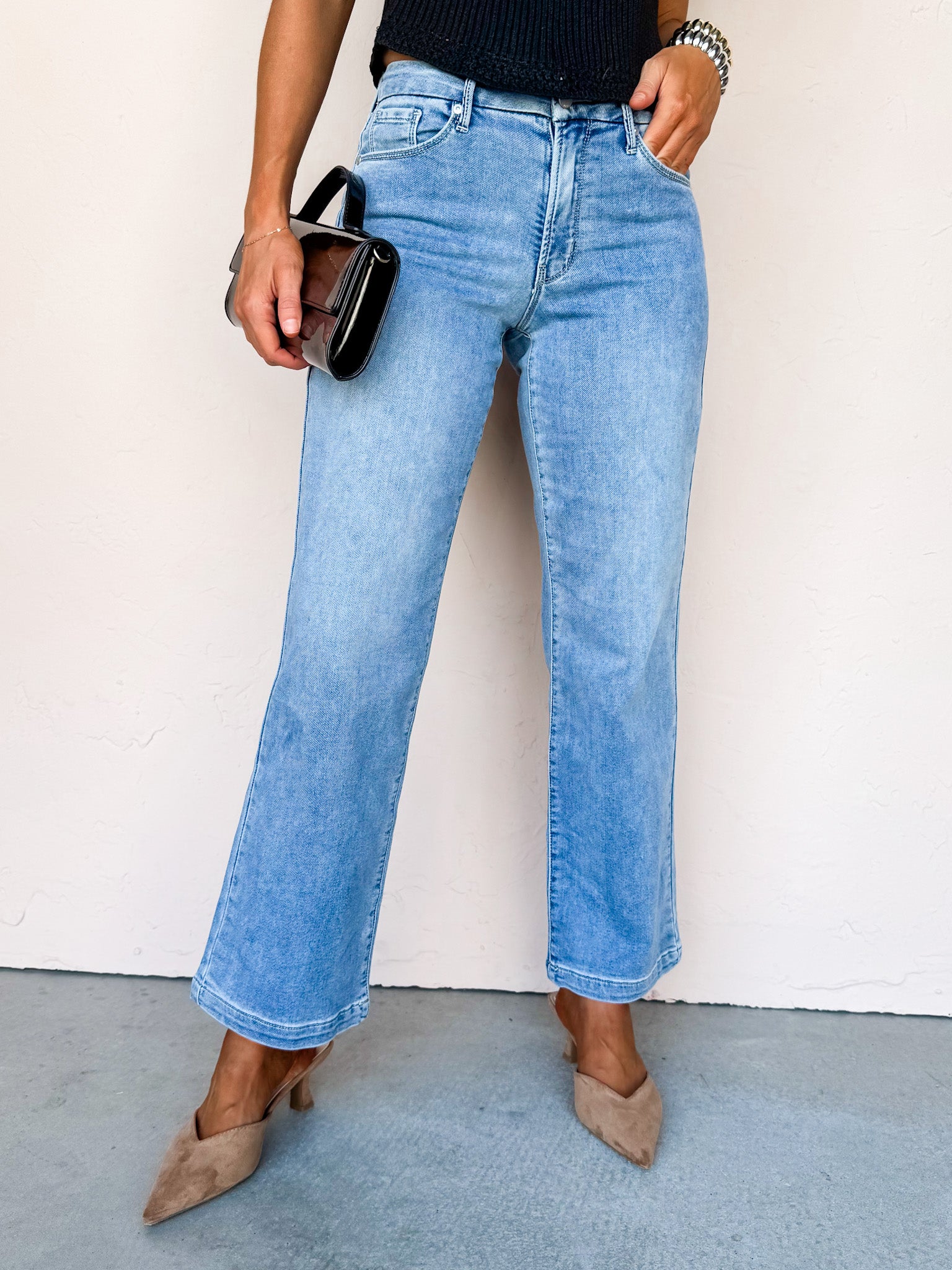 Wellsburg Slim Wide Leg Jeans-Medium Denim