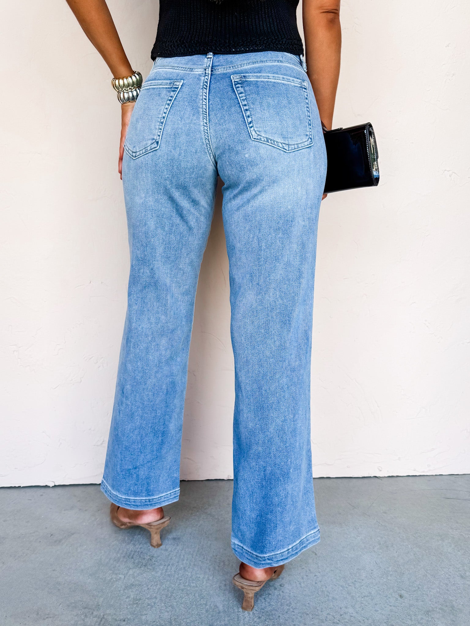 Wellsburg Slim Wide Leg Jeans-Medium Denim