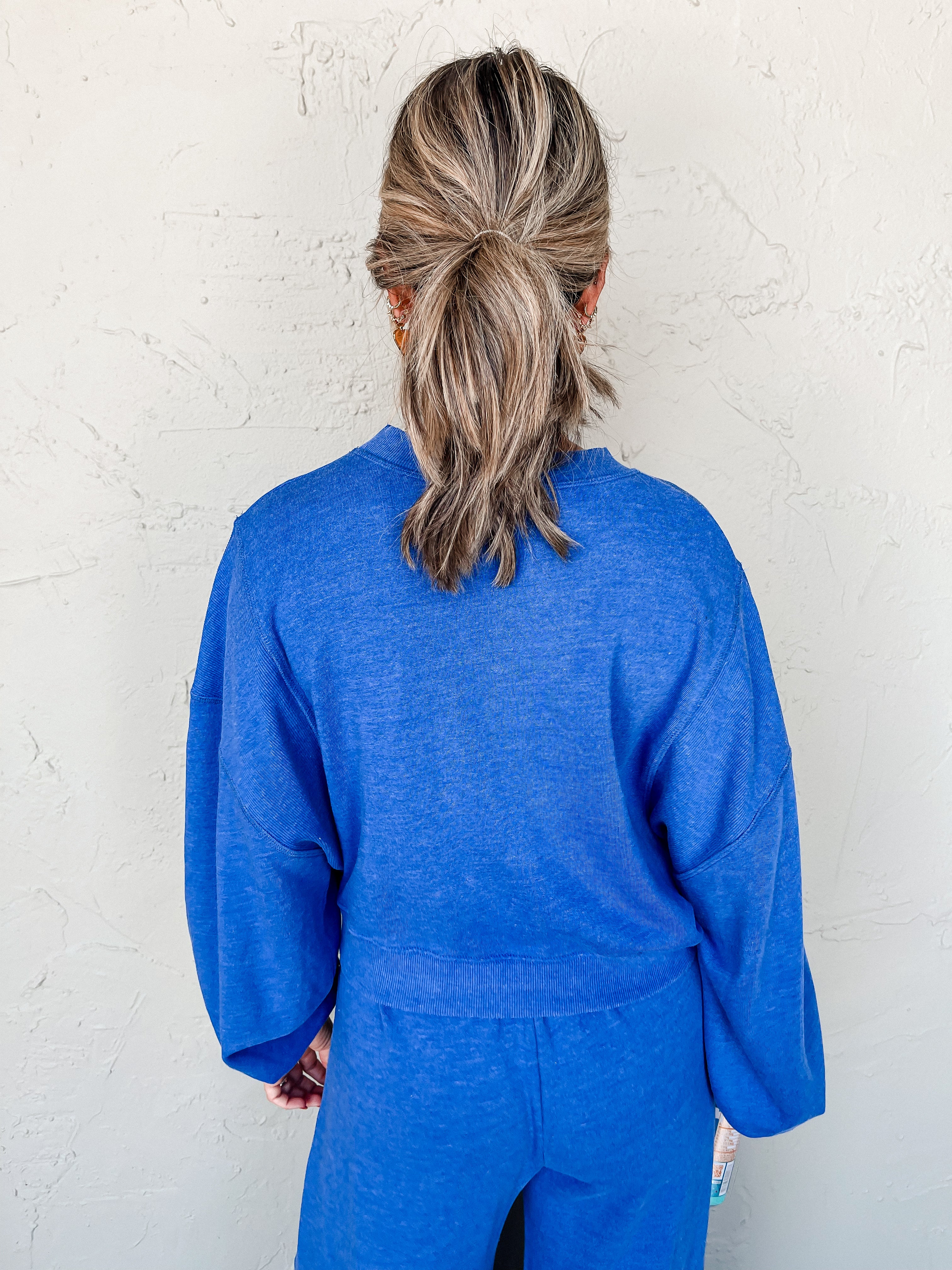 Why Not Cropped Sweatshirt-Royal Blue