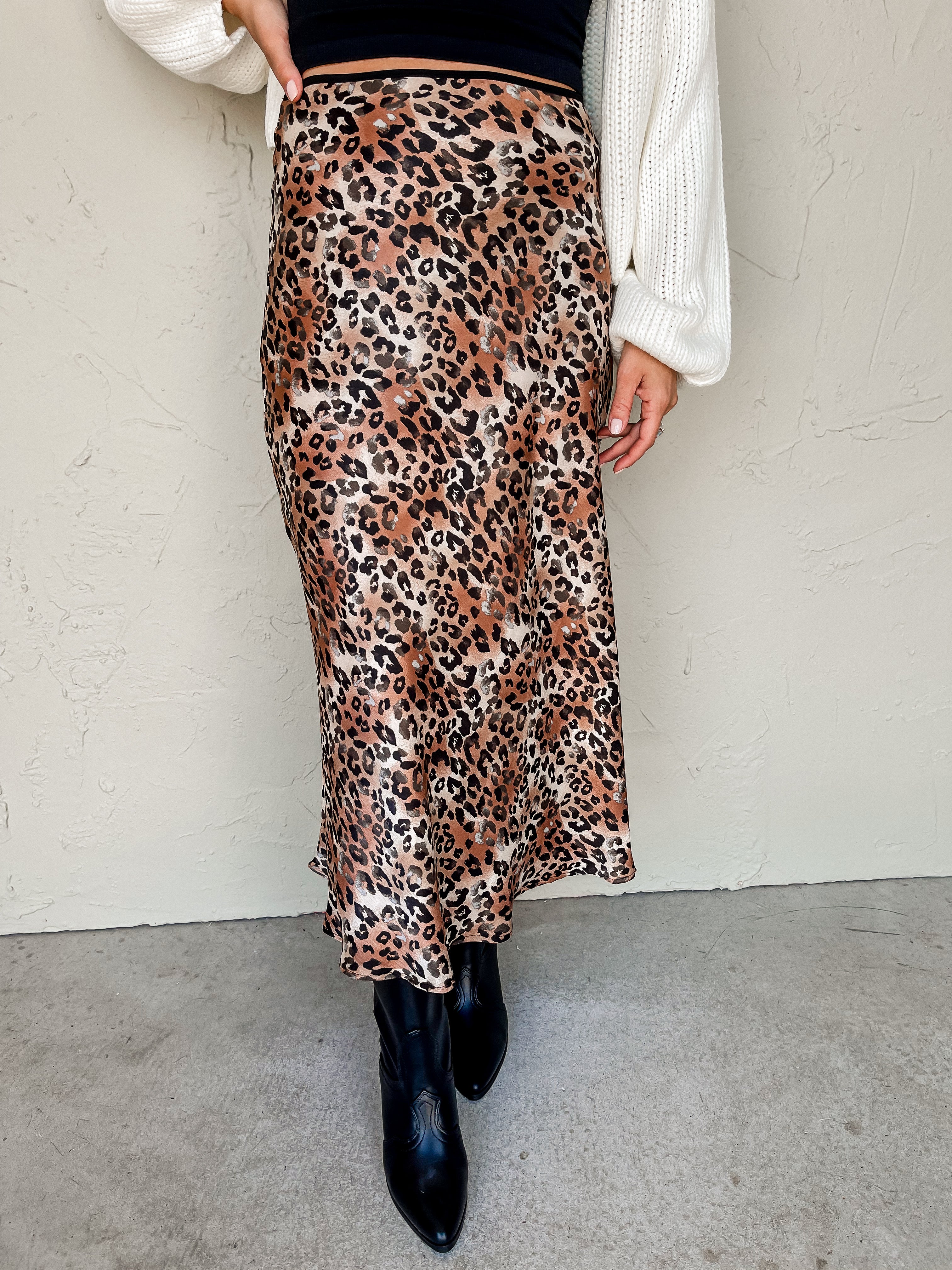 Wide Open Spaces Leopard Midi Skirt