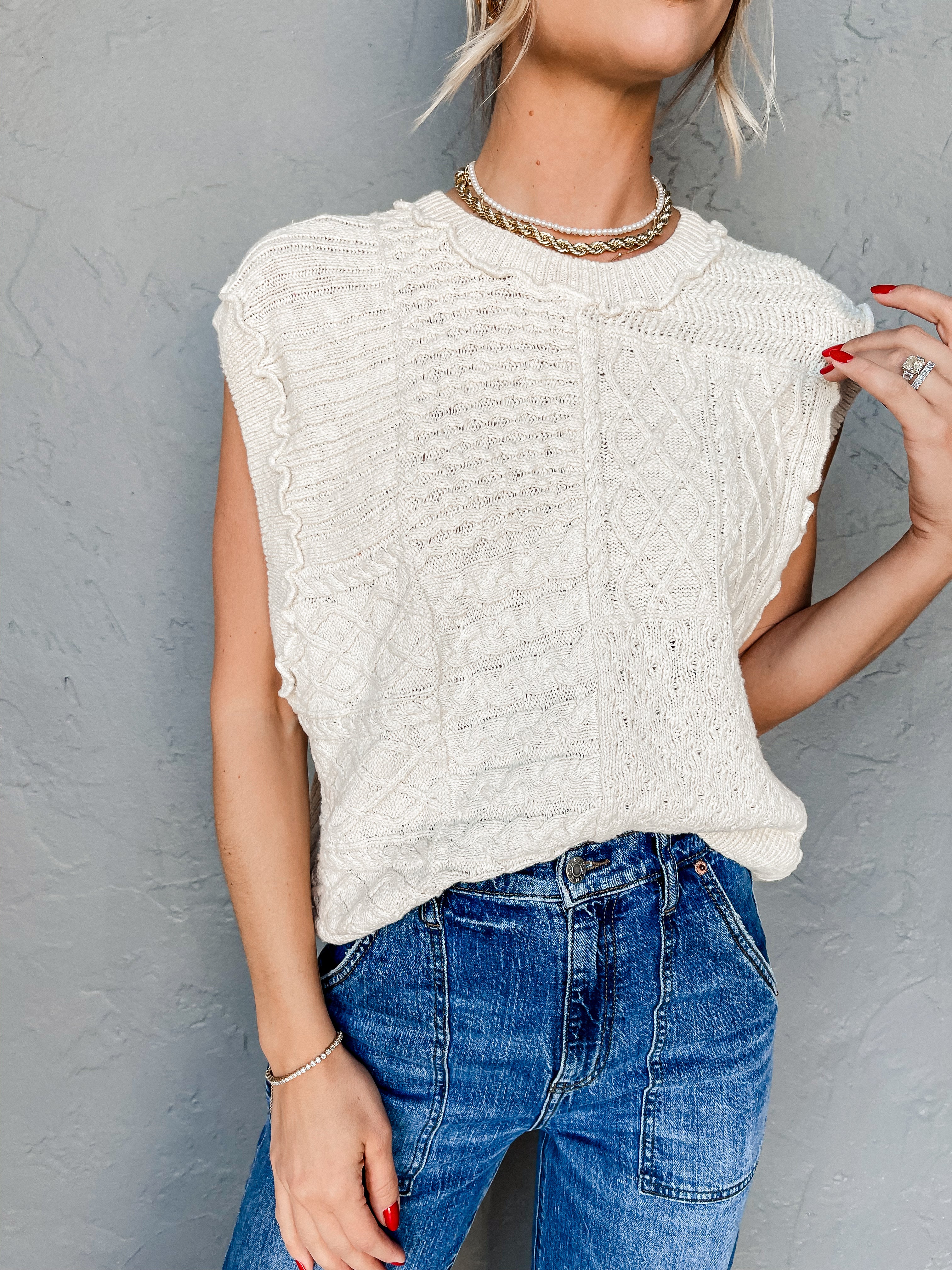 Winding Roads Mixed Cable Knit Sweater