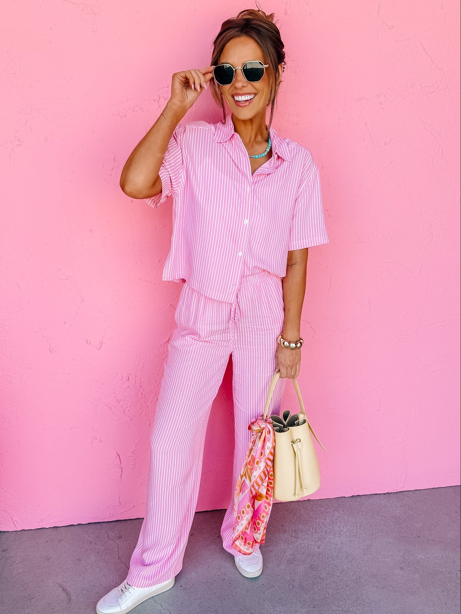 Jaden Striped Pants-Pink