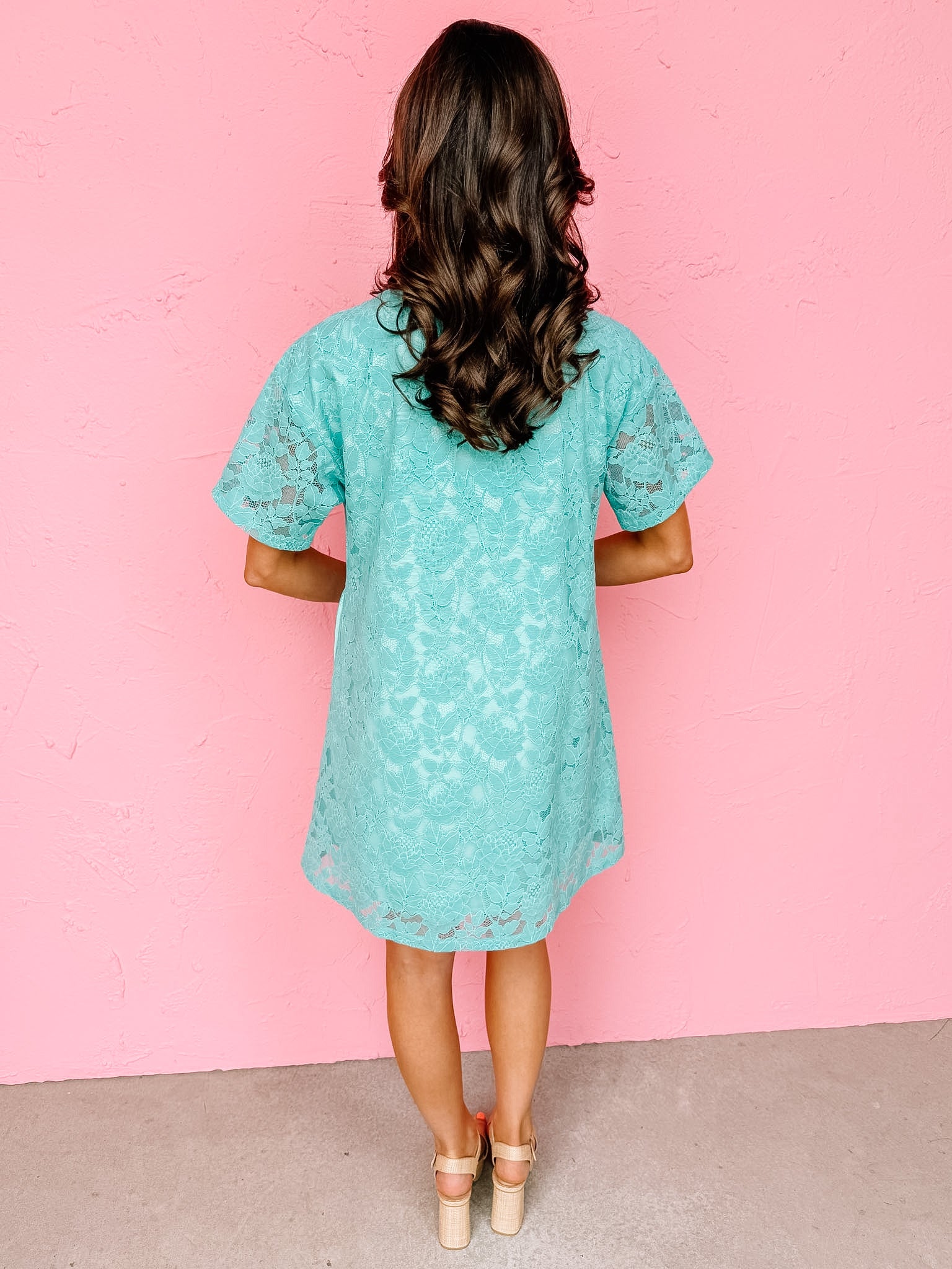 Winsome Floral Lace Mini-Turquoise