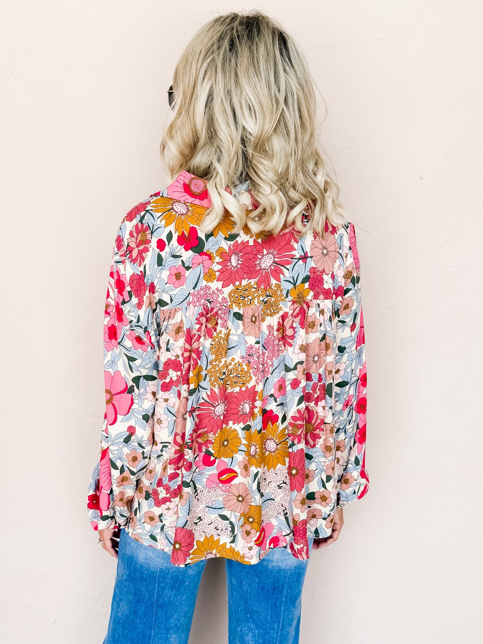 Wonderful Day Floral Button Front Top