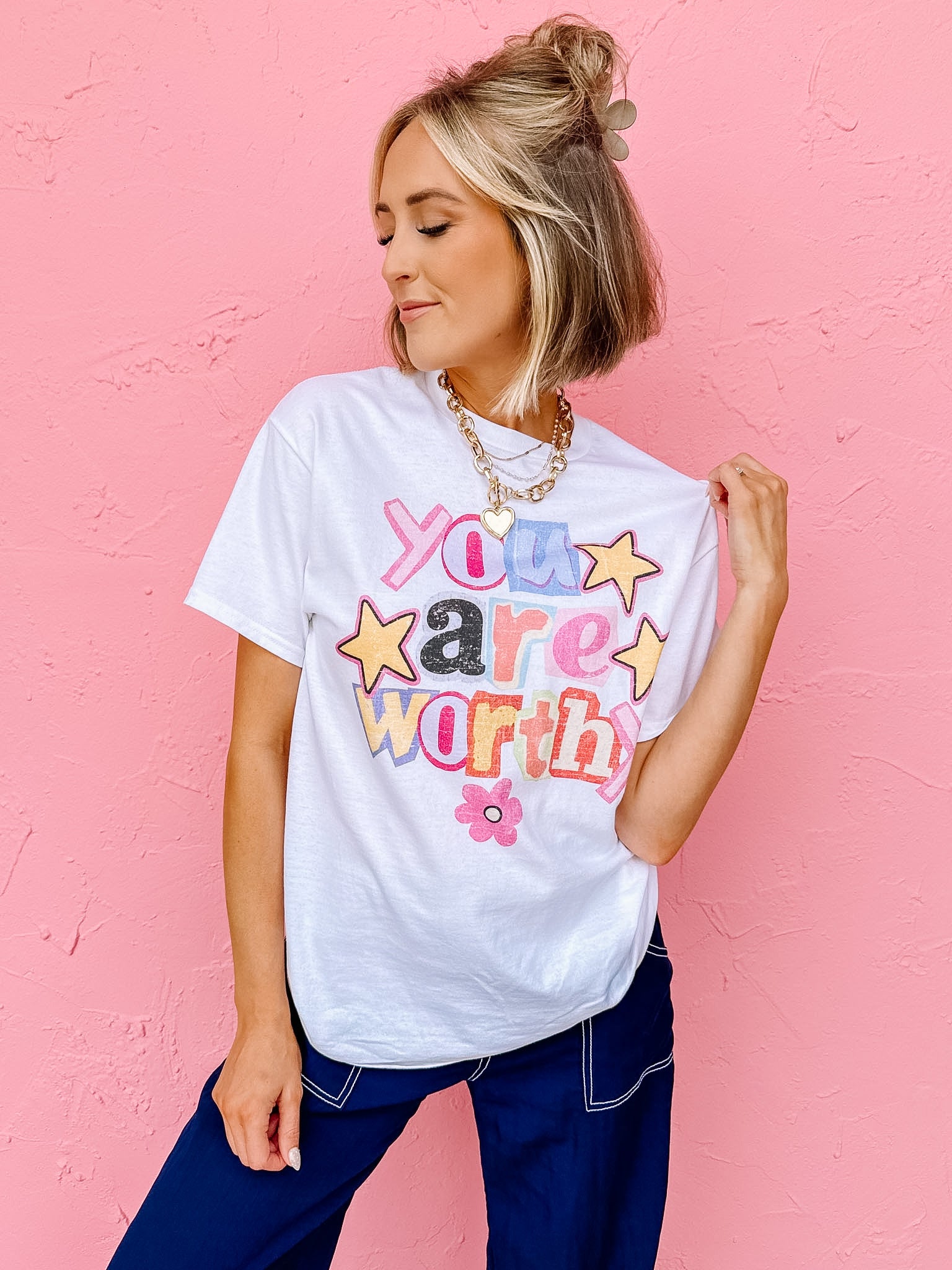 You Are Worthy Oversized Graphic Tee