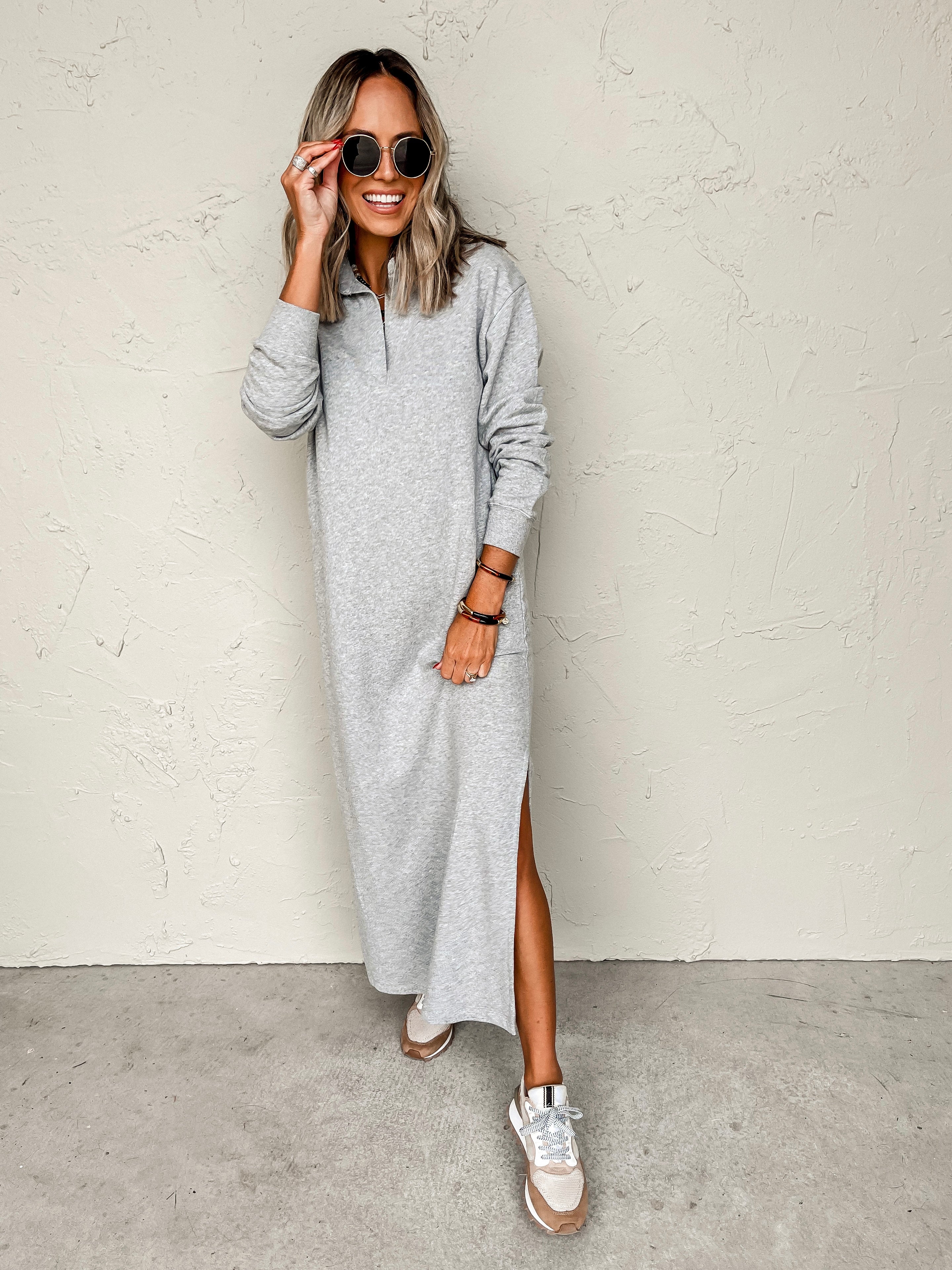 [Z Supply] Aspen Maxi Sweatshirt Dress-Classic Heather Grey