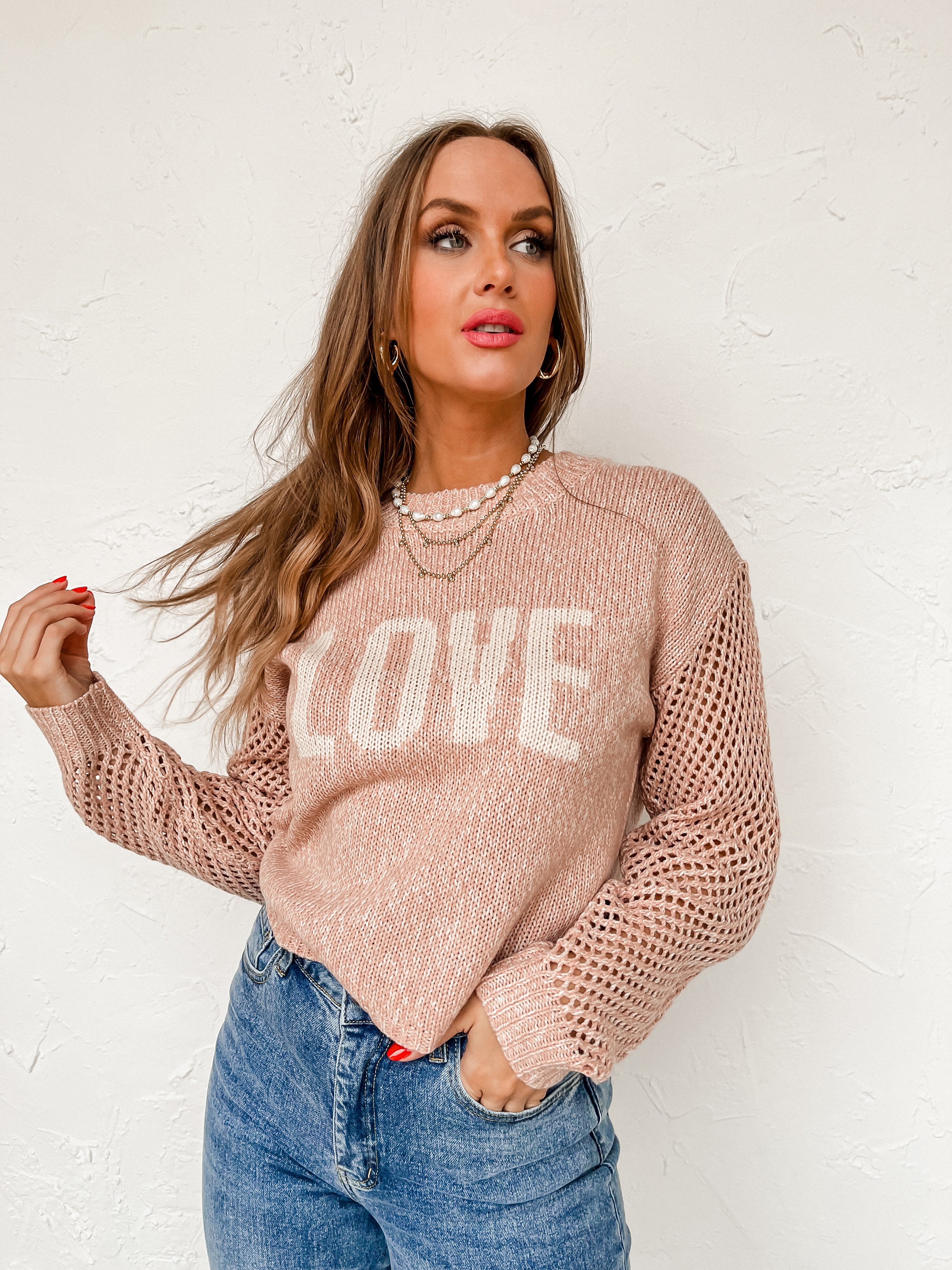 [Z Supply] Blushing Love Sweater-Soft Pink