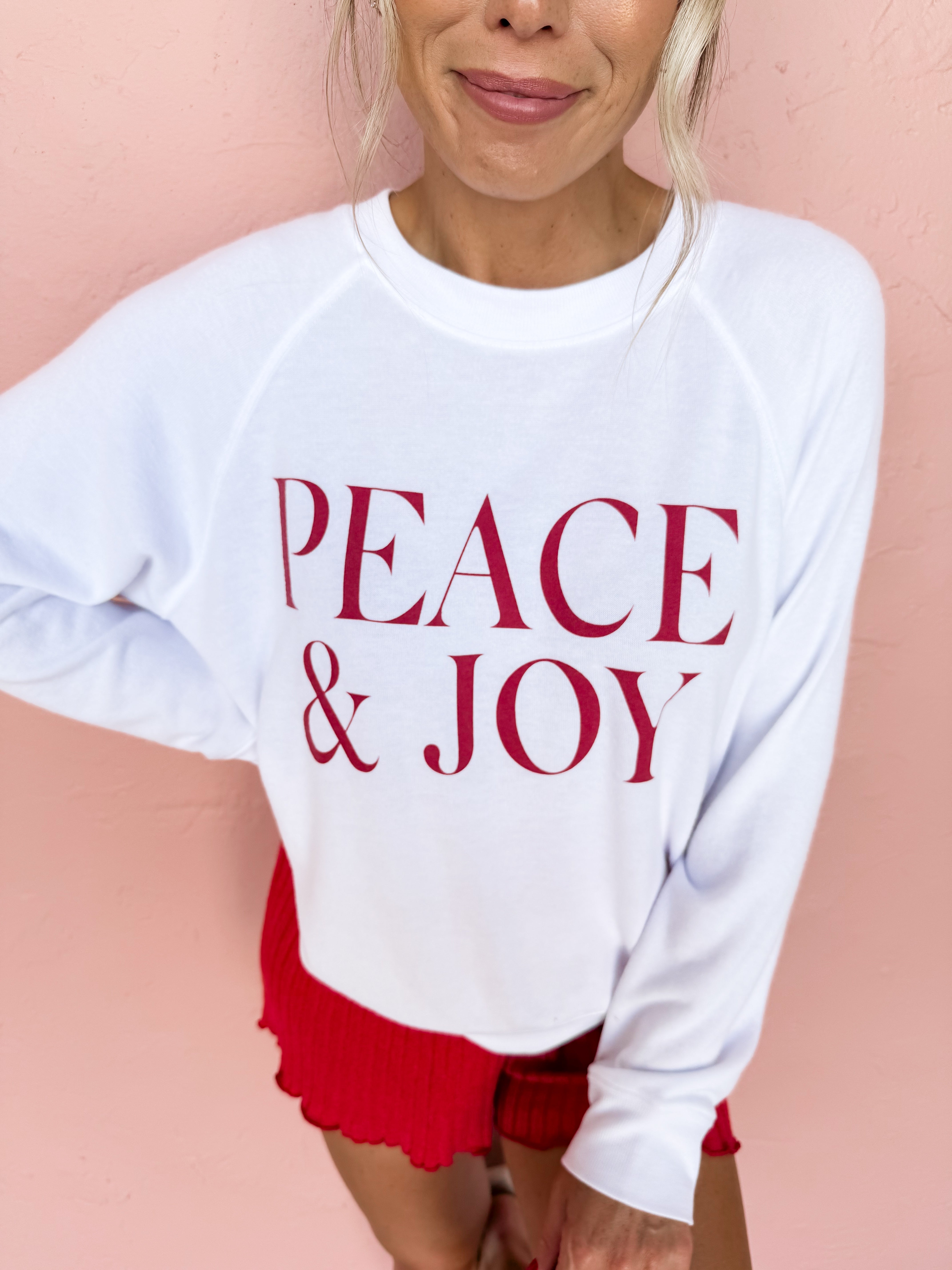 [Z Supply] Cassie Peace And Joy Raglan Top-White