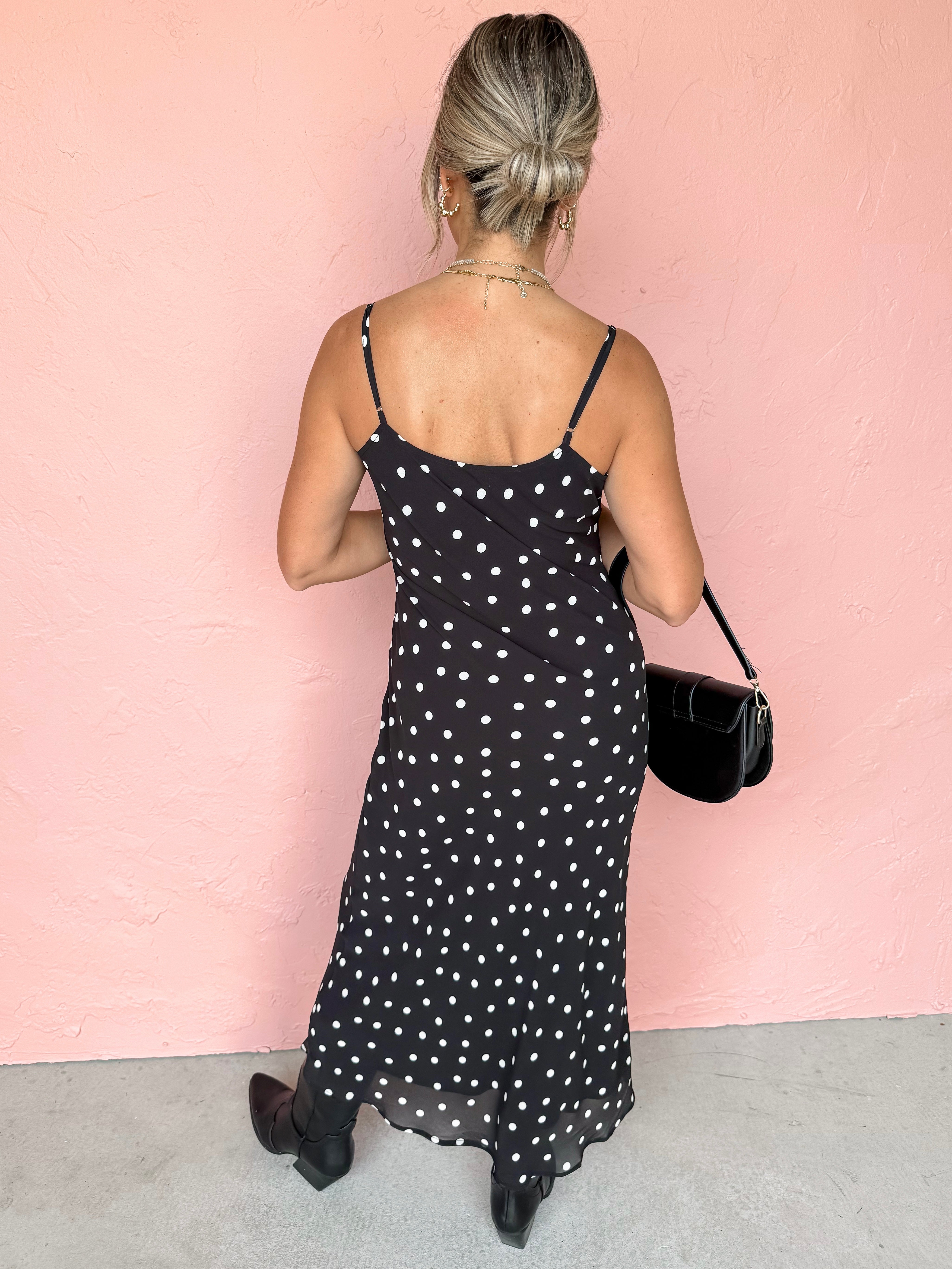 [Z Supply] Cecily Polka Dot Slip Dress-Black