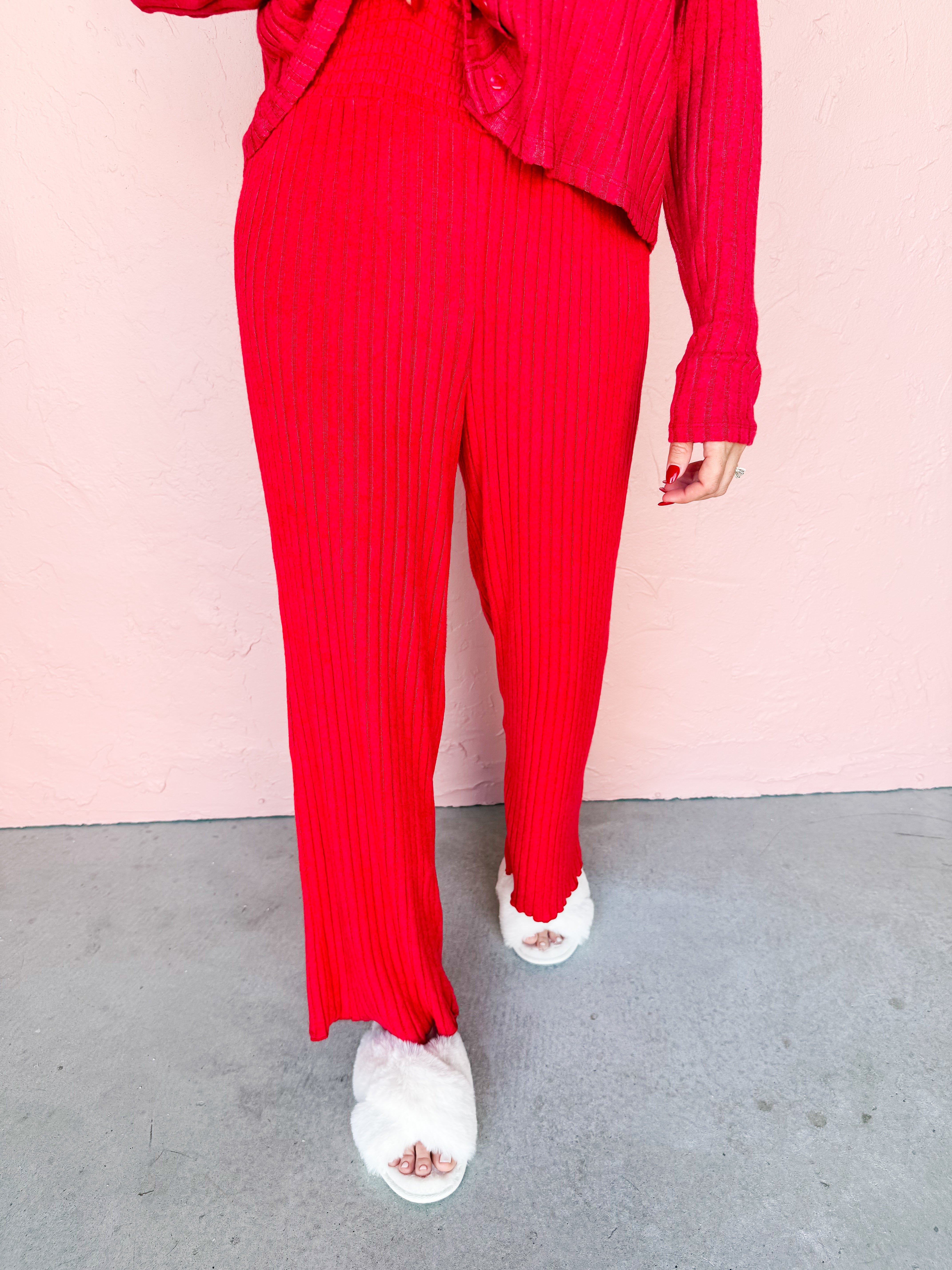 [Z Supply] Dawn Smocked Rib Pant-Haute Red