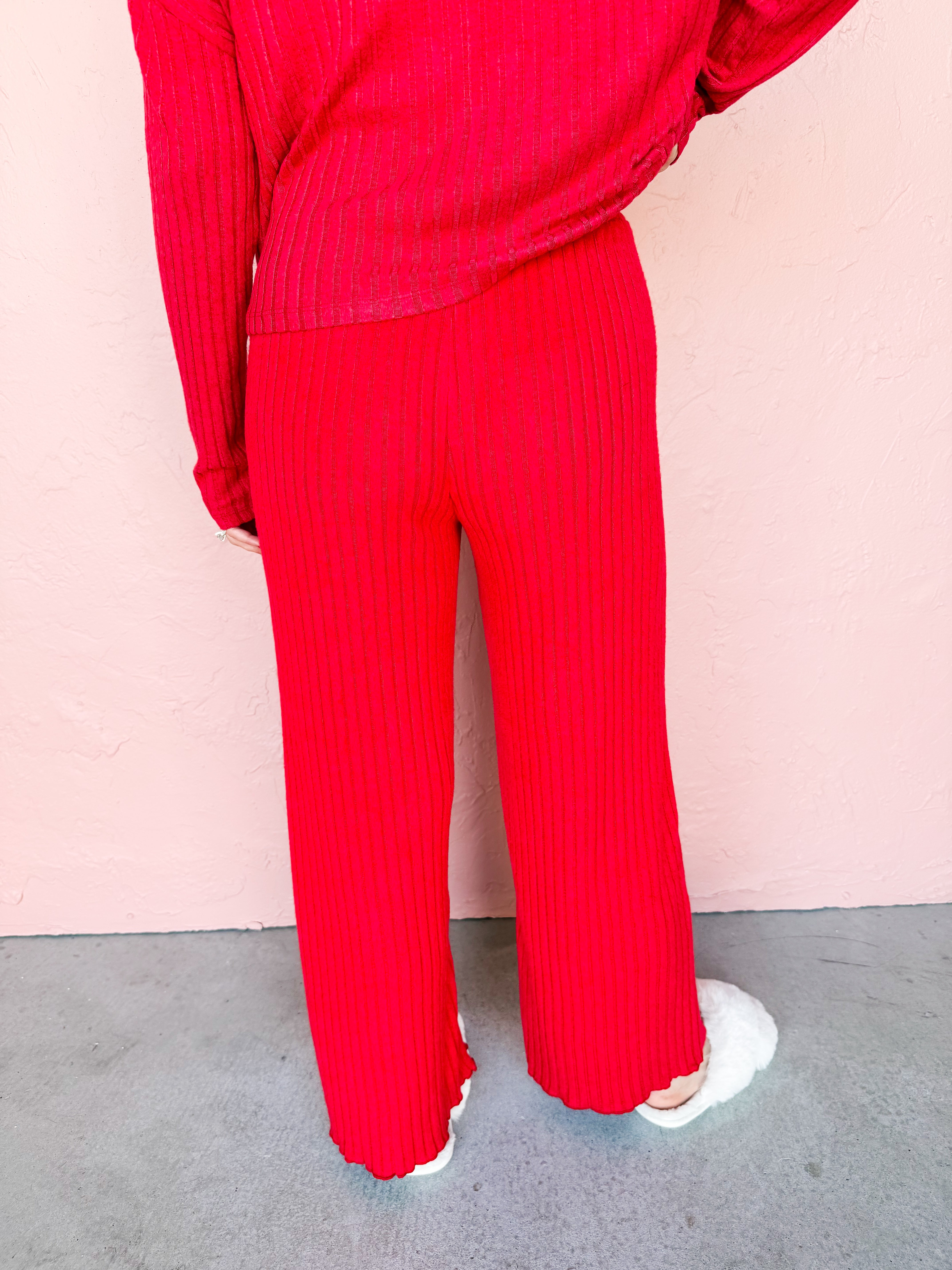 [Z Supply] Dawn Smocked Rib Pant-Haute Red