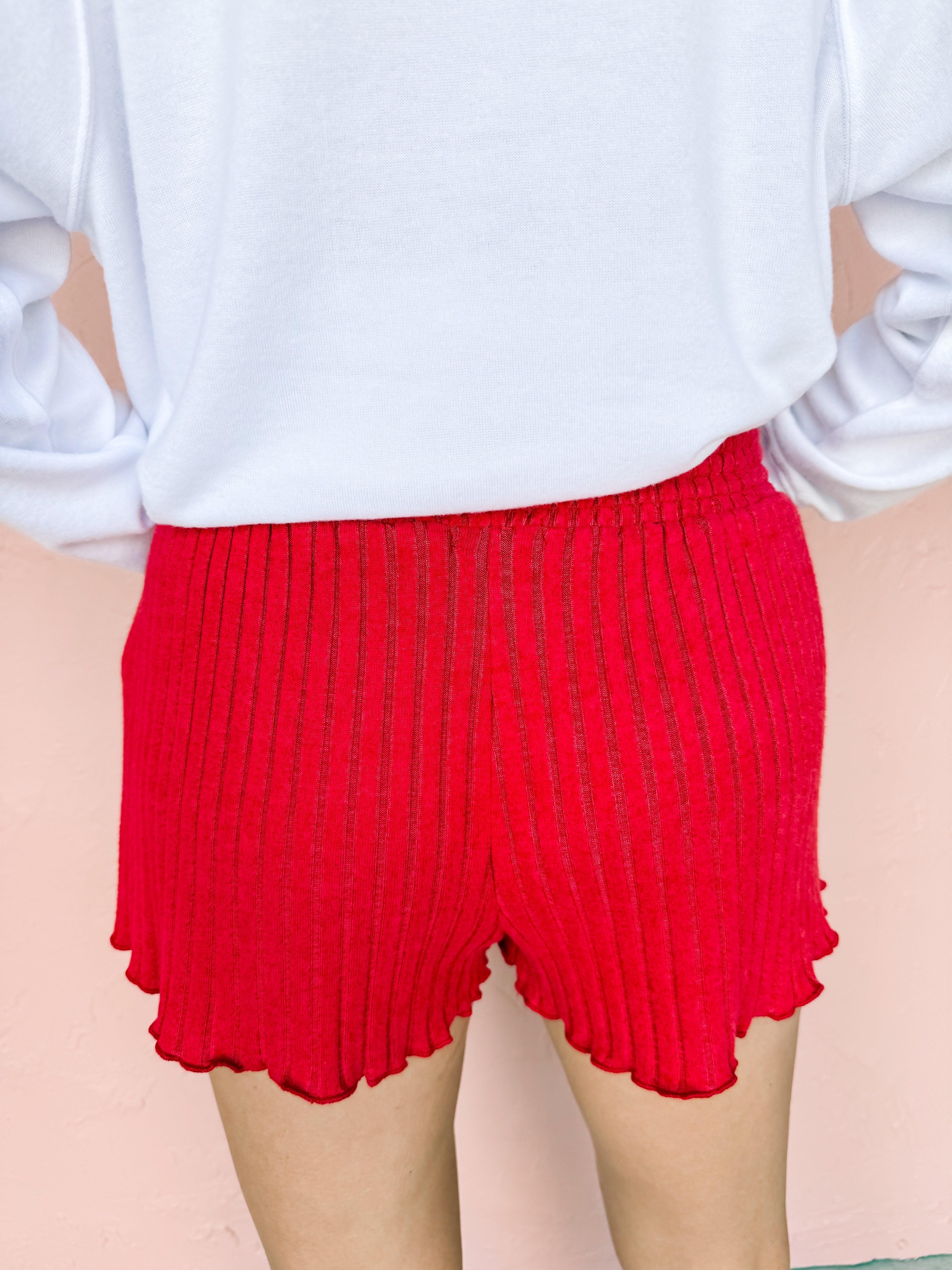 [Z Supply] Dawn Smocked Rib Short-Haute Red